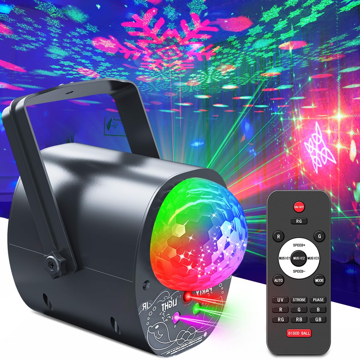 Party Light Disco Ball 4 In 1Dj Strobe Stage Rave Dance Light Projector Effect Sound Activated With Remote Control For Karaoke P