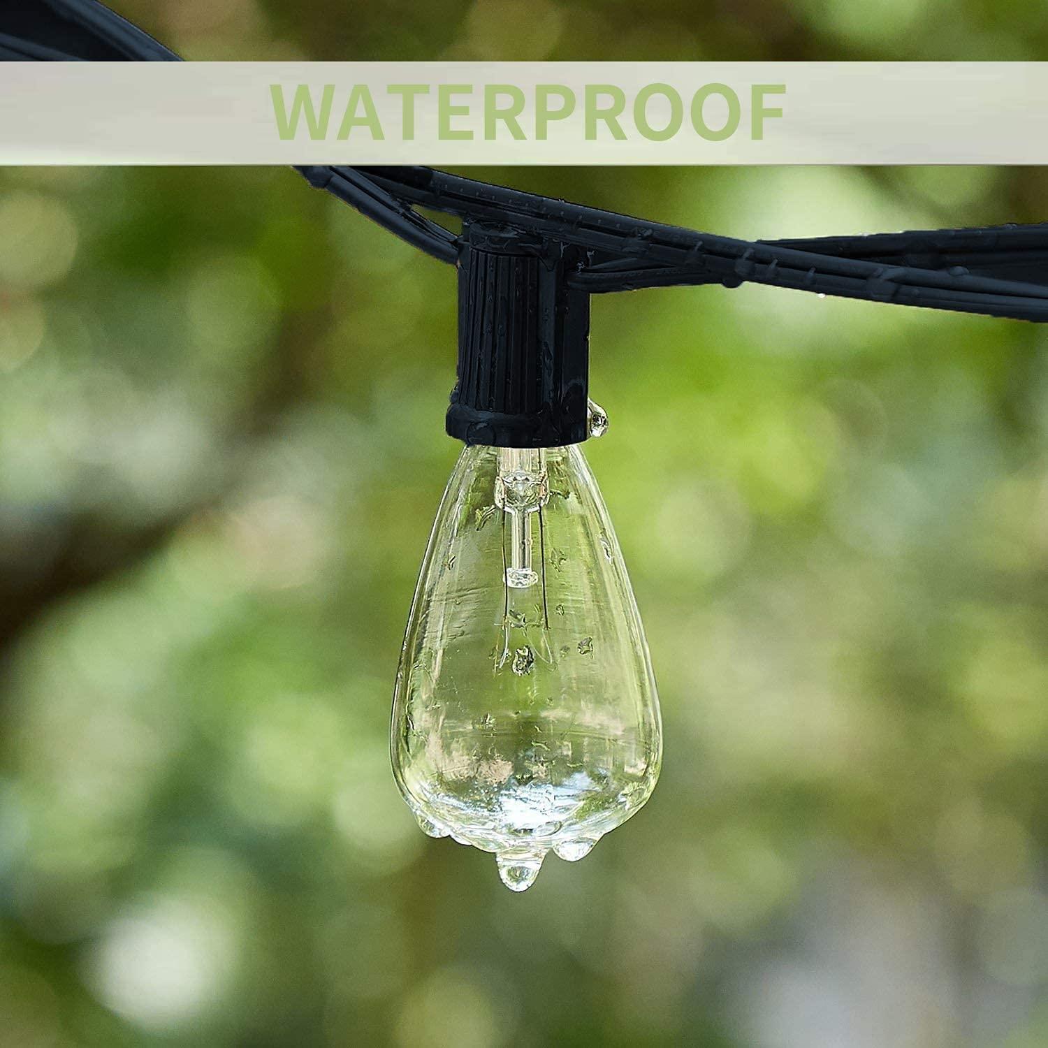 Konictom 10Ft Black Edison String Lights, 11 Clear Bulbs, Ul Listed For Outdoor Patio & Garden