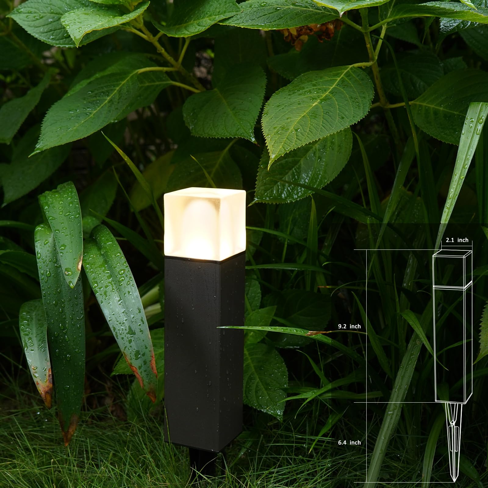 Goodsmann Bollard Landscape Lighting 2W Led Low Voltage Square Pathway Light 100 Lumen 2700K Warm White Outdoor Hardwired Walkway Light Brown Finish Path Light With Connector And Metal Stake
