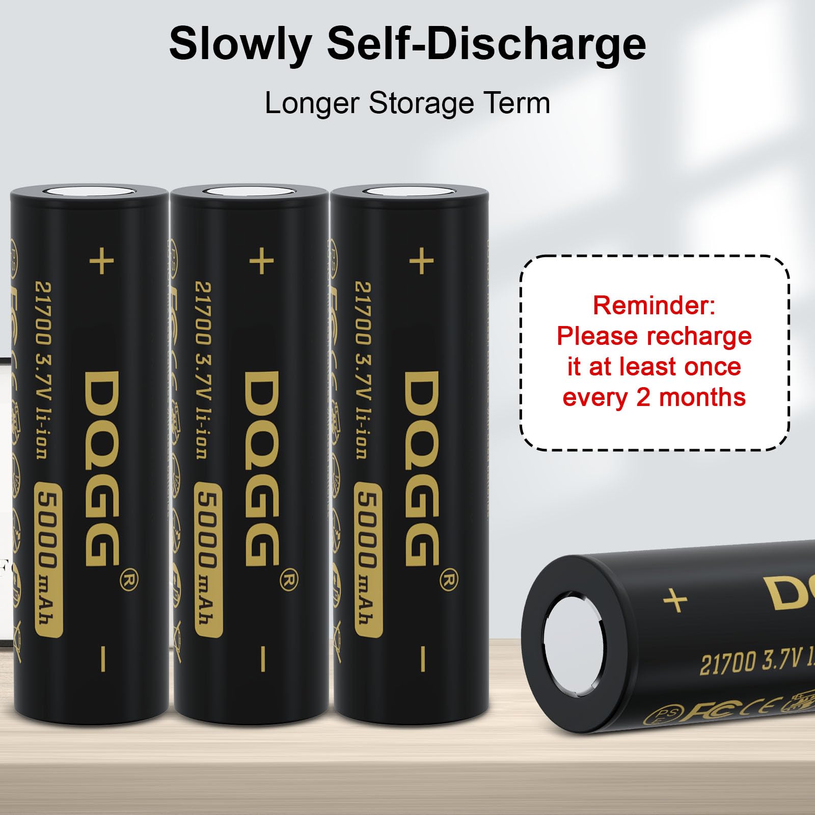 DQGG 3.7V 5000mAh 21700 Rechargeable Battery - 2 Pack for LED Flashlights, Headlamps & More - High Capacity, Durable Power Solution