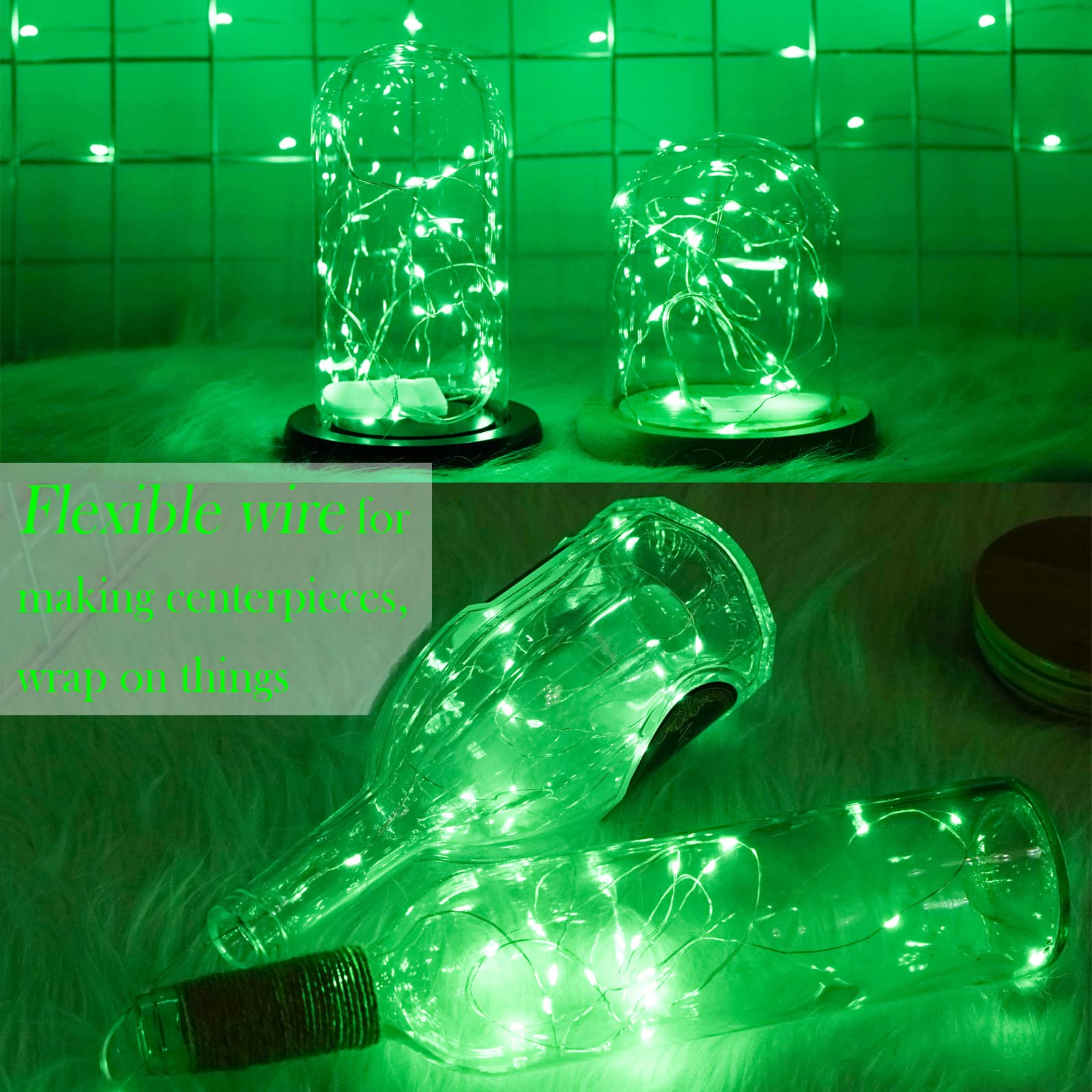 Smilingtown 24 Pack Starry Fairy String Lights, 20 Leds, 7.2Ft, Green Copper Wire, Battery Powered