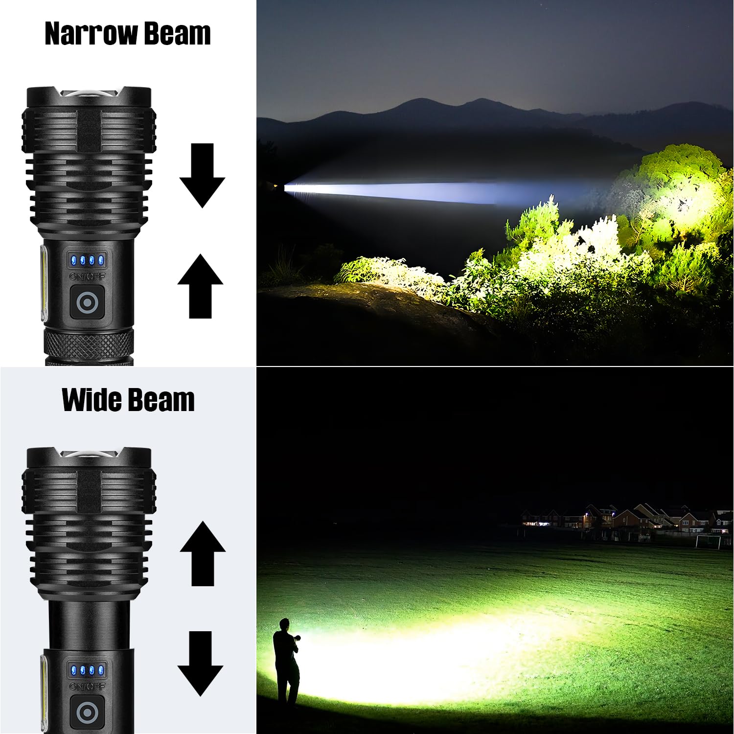 Flashlights Led High Lumens Rechargeable, 990,000 Lumen Super Bright Flashlight, Usb Fast Charging High Powered Flash Light, Pow