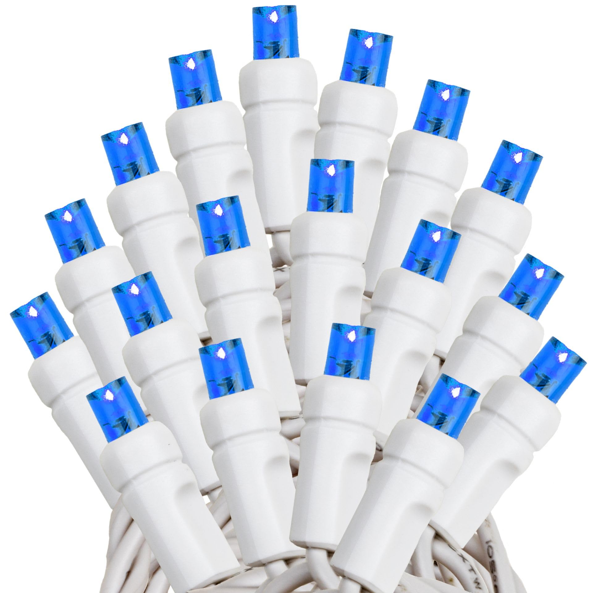 Novelty Lights 25 Feet 50 Light Blue Led Christmas Lights White Wire, Connectable Mini String, Indoor/Outdoor, Commercial Grade,