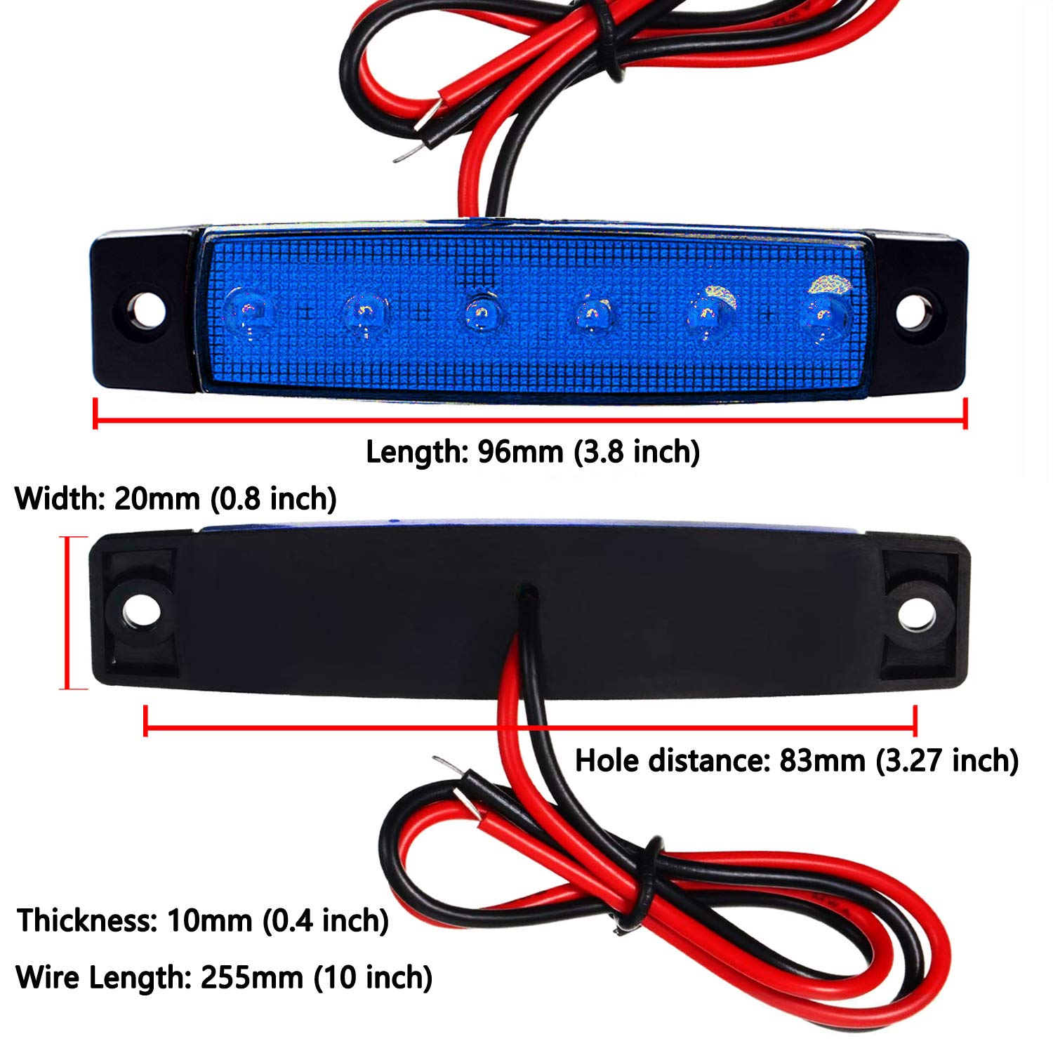 10 Pack Marine Boat Led Navigation Cabin Deck Courtesy Light Stern Transom Lights 12V For Boating Kayak Yacht, Dinghy, Sailboat, Pontoons, Freighters, Hovercrafts, Hunting & Fishing (Blue)