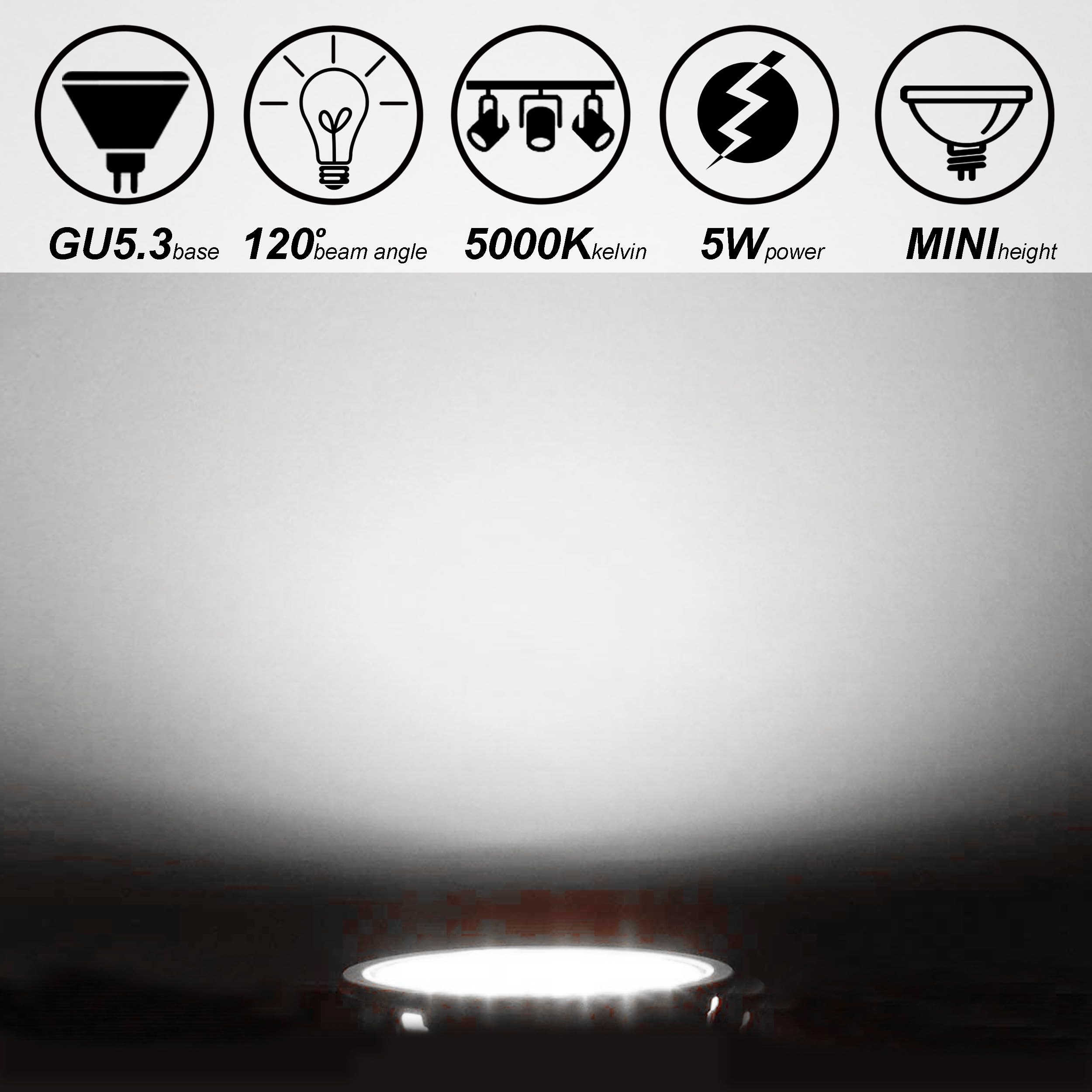 ALIDE MR16 LED Bulbs 5W 50W Halogen Equivalent 5000K Daylight White GU5.3 Bi-Pin 6 Pack for Ceiling Landscape Lighting