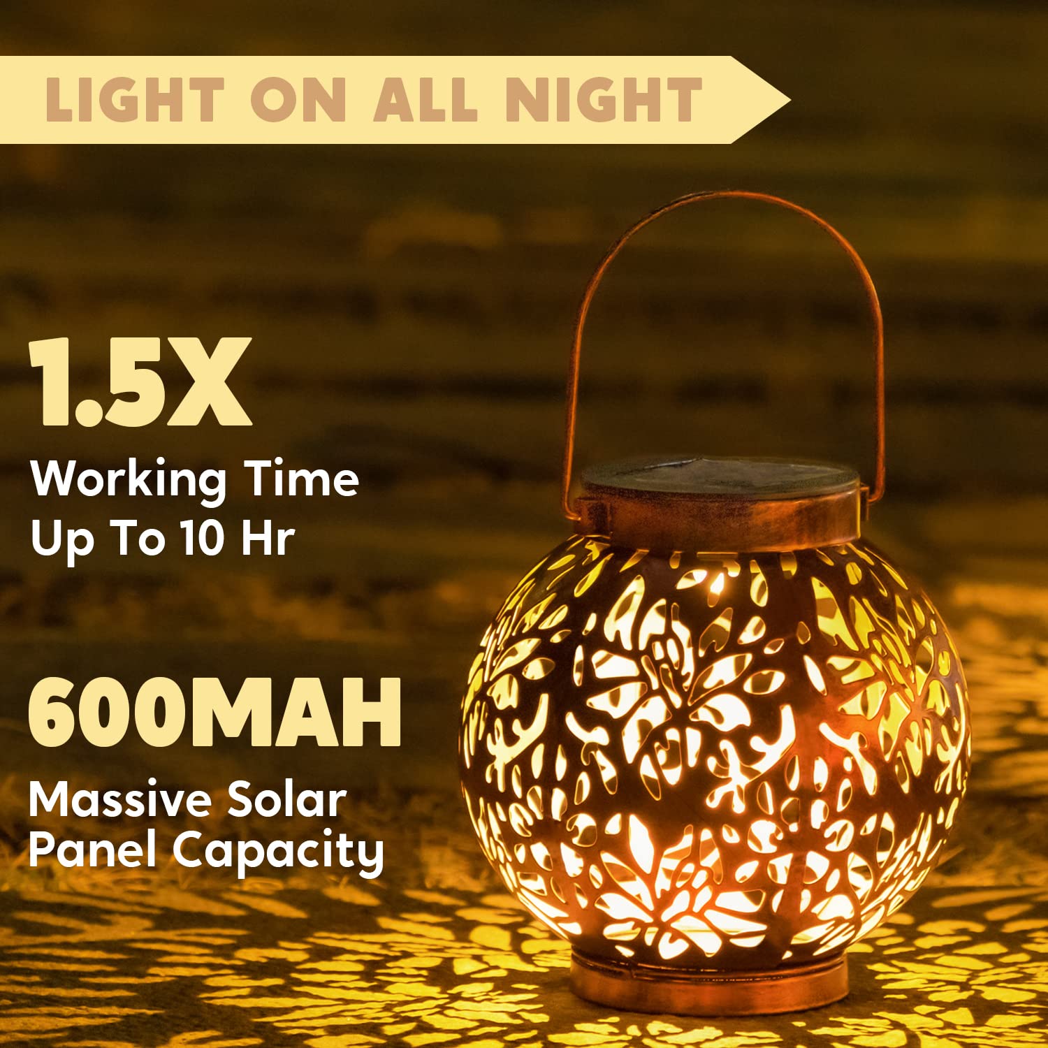 Joiedomi Solar Hanging Lanterns - 2 Pack Waterproof LED Metal Lights, Bronze Decorative Garden Lighting for Patio, Lawn, Porch, Backyard
