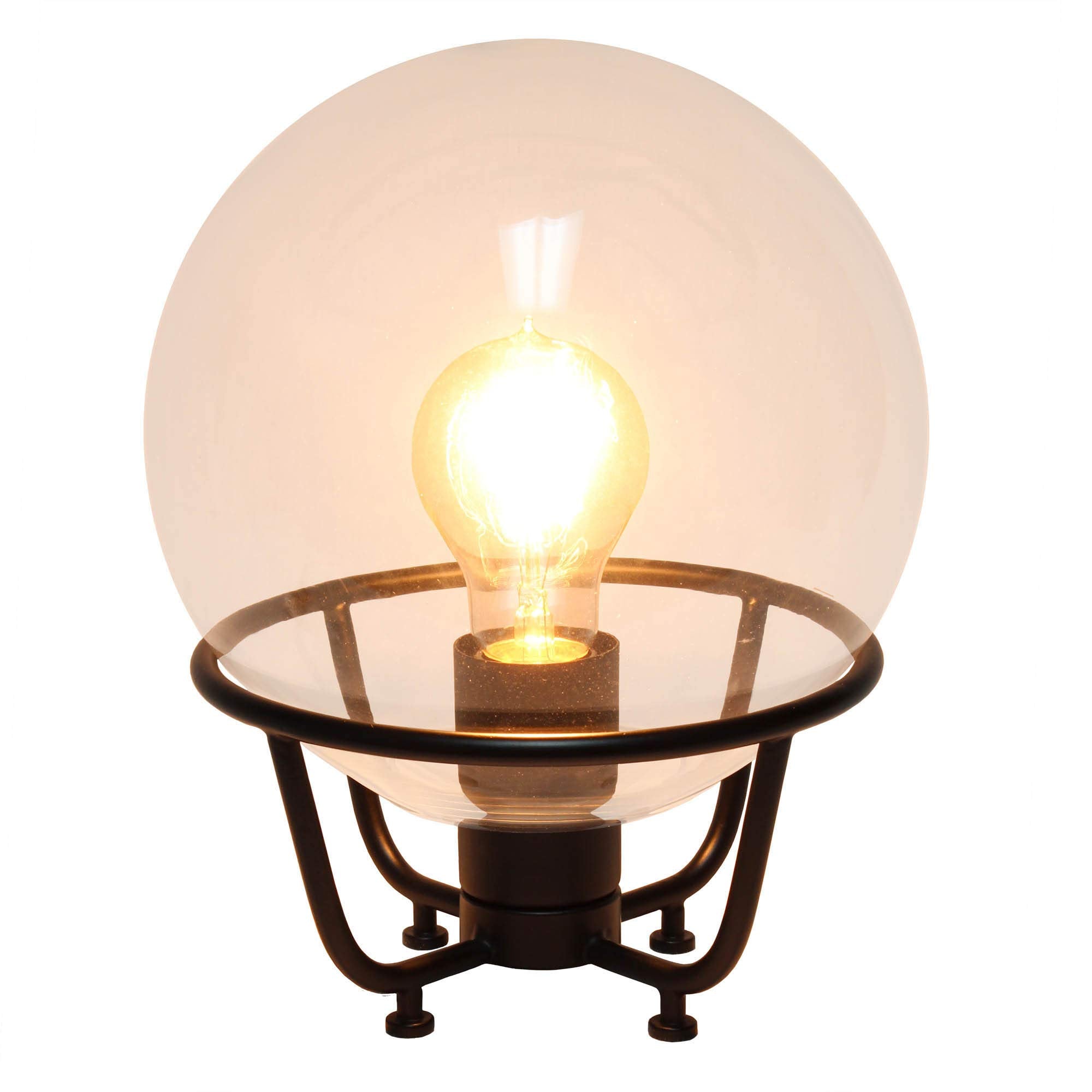 LALIA HOME Old World Globe Table Lamp, Matte Black, Metal, 7.75inx7.75inx10in, Model LHT-5032