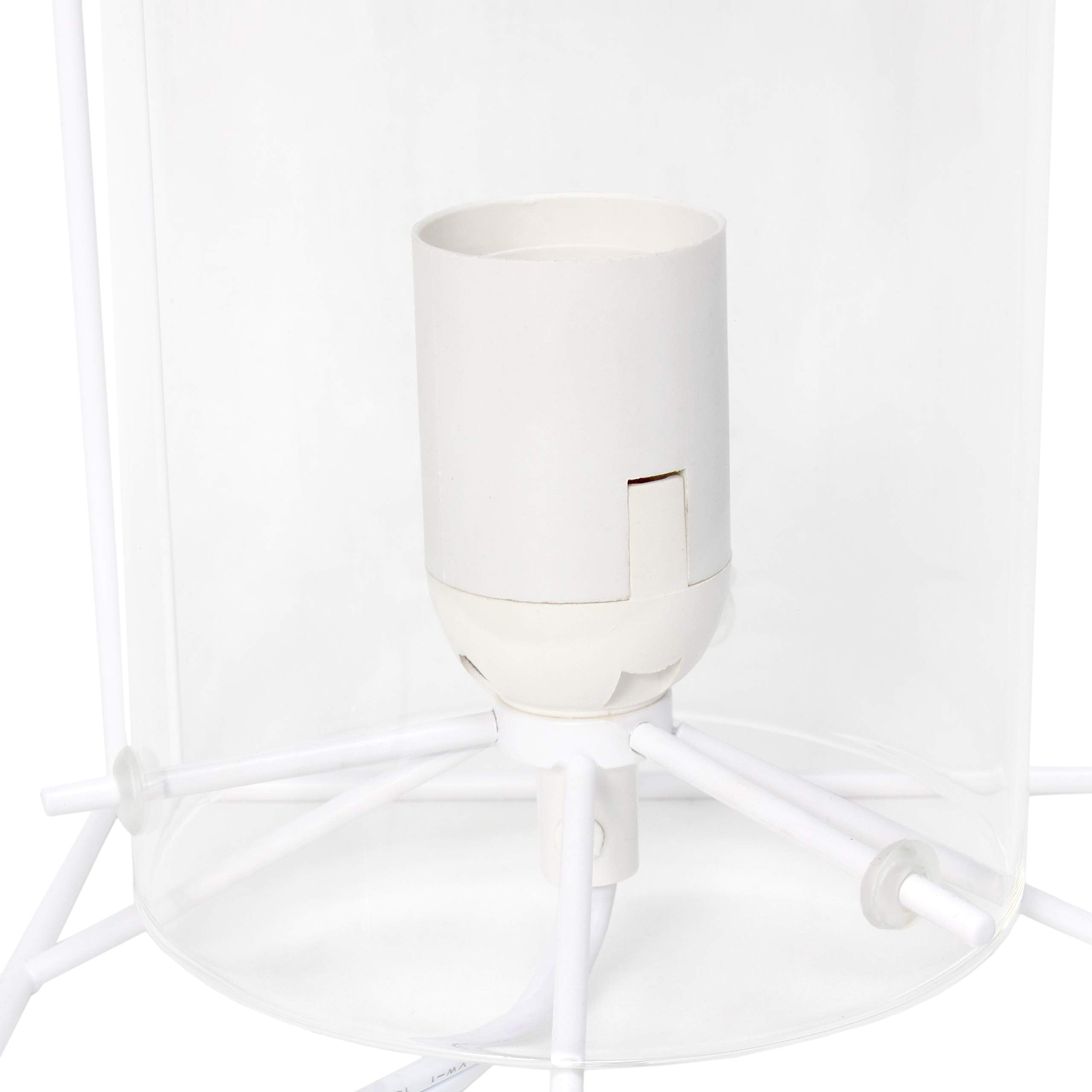 Elegant Designs Small Table Lamp, Metal and Glass, 9in Height, White and Clear, Model LT2069-WHT