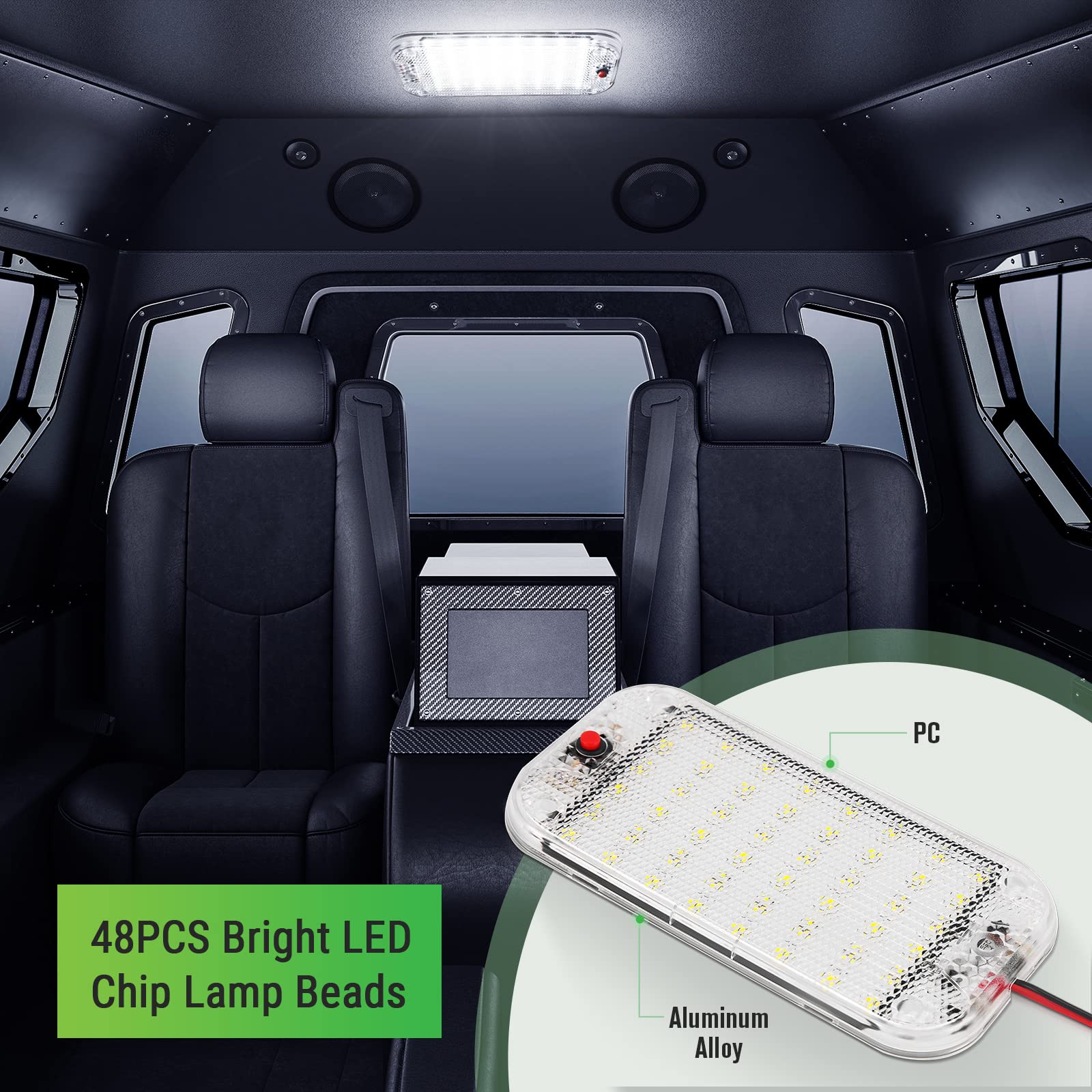 Thlevel LED Dome Light - Super Bright 800 Lumens, 12v-85v, Aluminum, 4 pcs for RV/Car/Trailer/Boat
