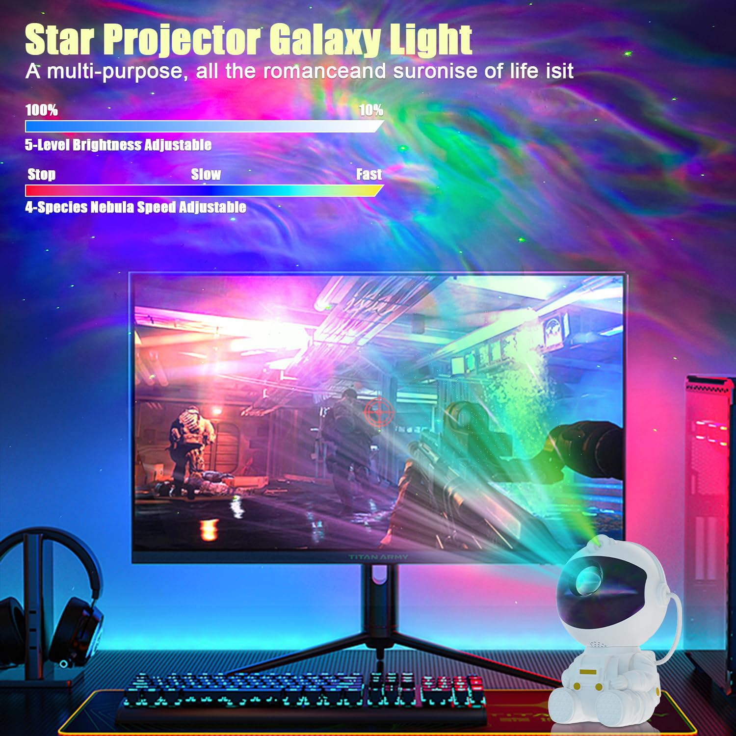 Astronaut Galaxy Projector - Star Projector Galaxy Light For Bedroom, Led Night Light For Kids Room With Timer And Remote, Room