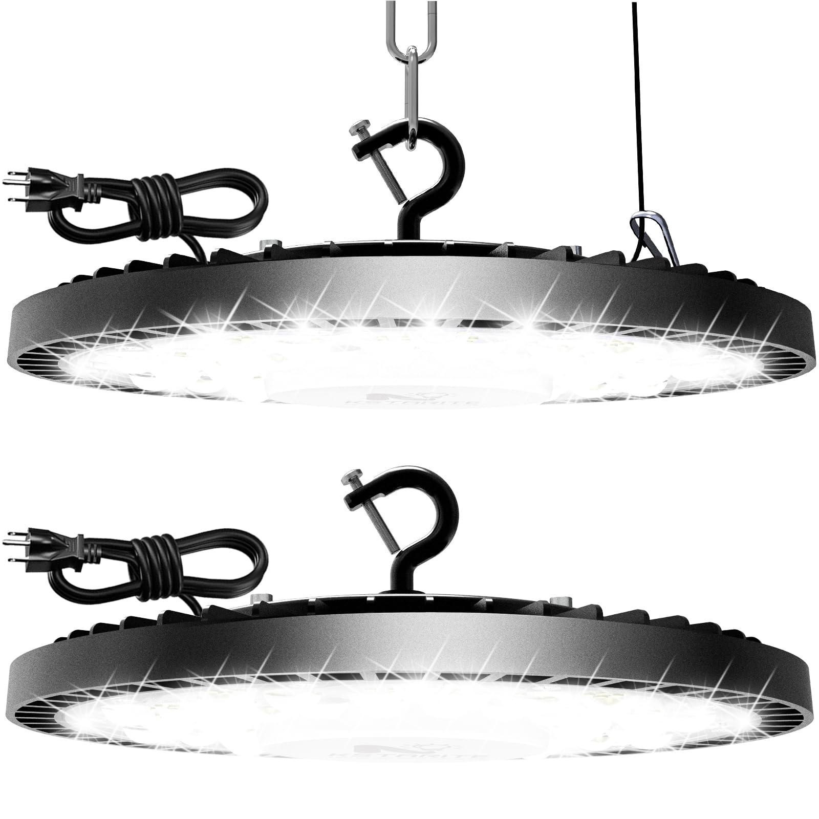 240W 2 Pack UFO High Bay Light LED Shop Lights  35000LM Garage Lights  6500K LED Barn Light  Industrial Lamp w/ 6.6ft Plug Power Cord  IP65 Waterproof Work Light for Warehouse Workshop Factory Gym
