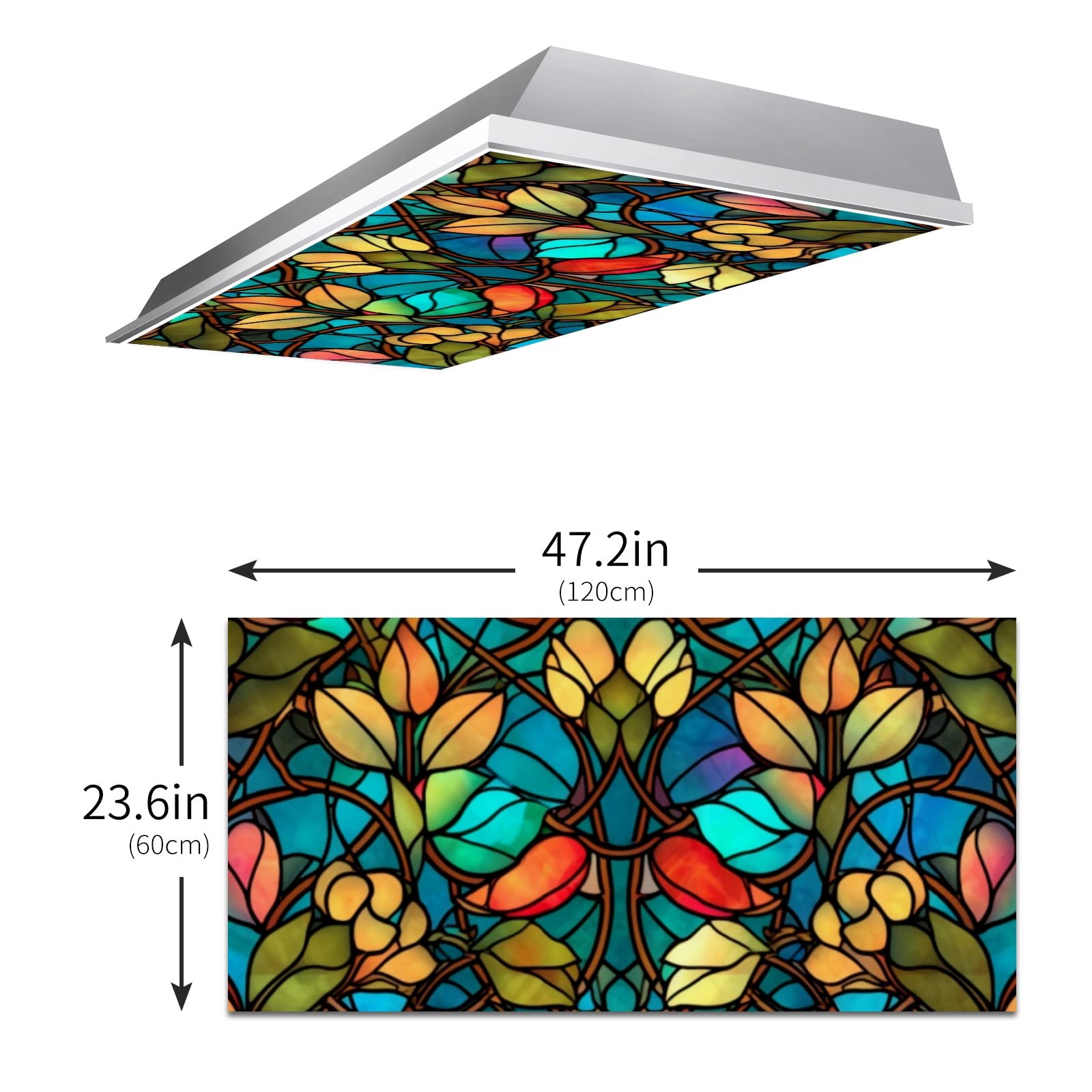 MSINMKOK Fluorescent Light Covers - Colorful Retro Stained Glass - 2x4 Drop Ceiling - One Size - Color4 - Model ywg10318219p0269s137