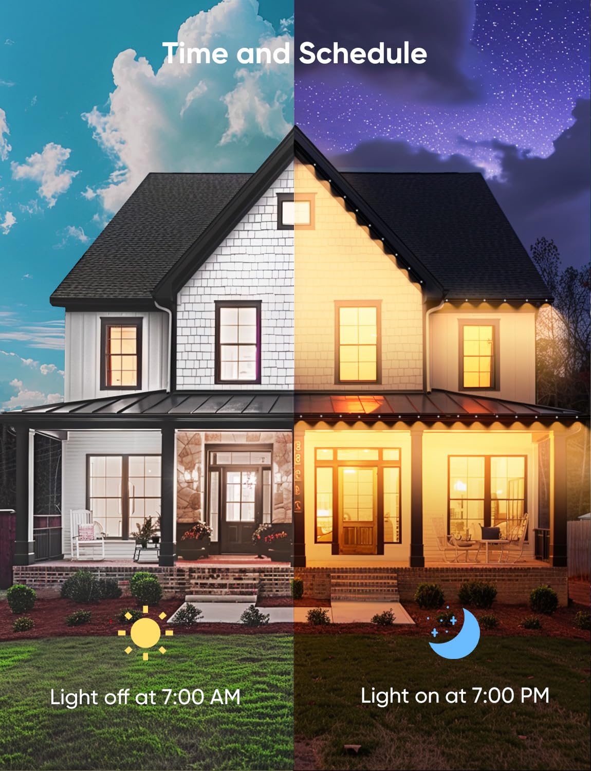 Permanent Outdoor Lights 150Ft Rgbw Eaves Light With 108 Led Lights 111+ Scenes Modes Outdoor Lighting  Waterproof Permanent Light For Daily Holiday Halloween Decorations  Compatible With Alexa White