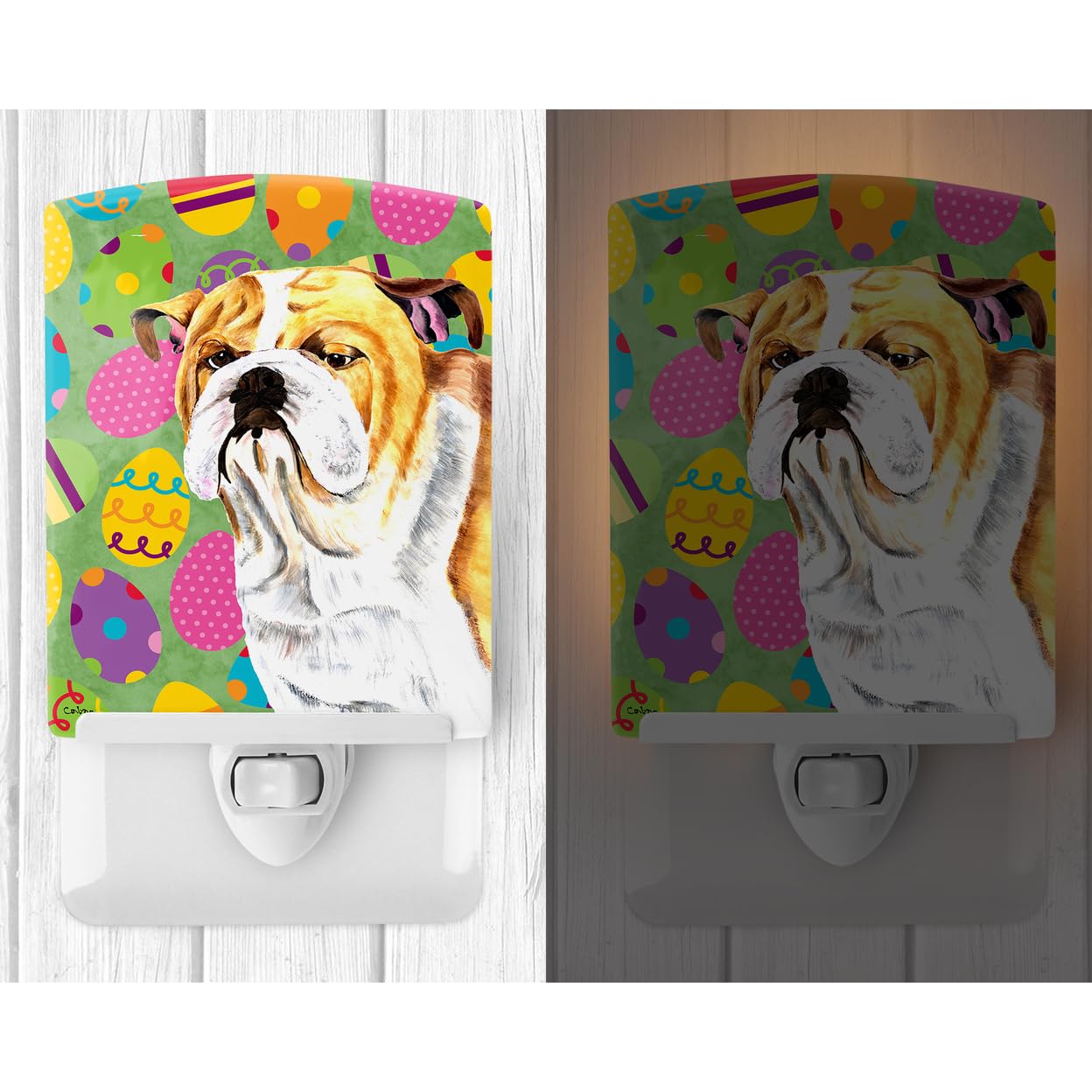 Carolines Treasures Ceramic Night Light Bulldog English, UL-Certified, 6x4x3in, Multicolor, Model SC9454CNL