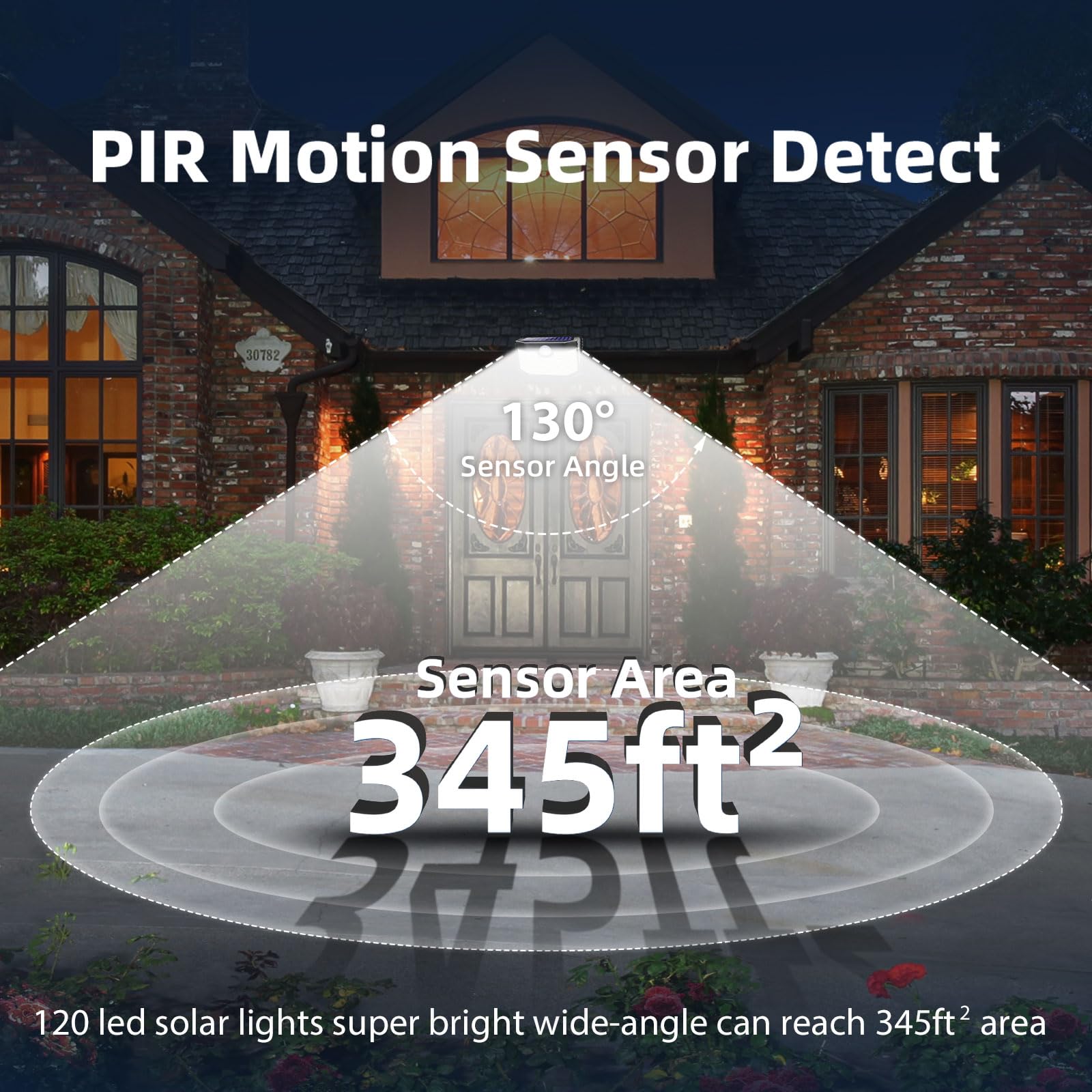 Hmcity Outdoor Solar Lights 120 Led With Motion Sensor And 3 Lighting Modes  Ip65 Waterproof  130  Wide Solar Wall Lights Powered For Garden Patio Yard(Front Button 10Packs  Daylight White)