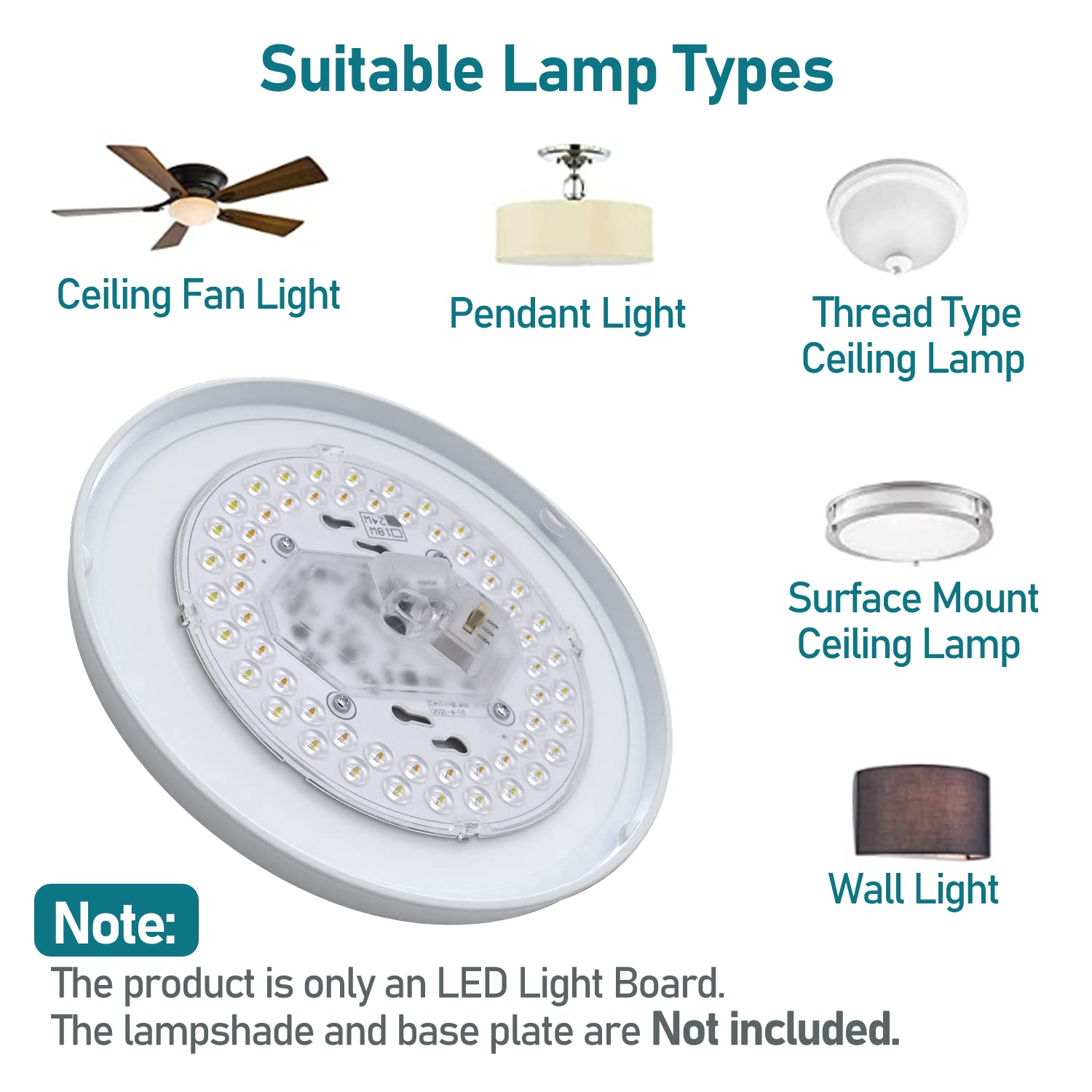 Hisoo LED Light Engine Retrofit Kit, 24W 2200Lm, Dimmable 3CCT, 6 Inch, Aluminum, 2 Pack