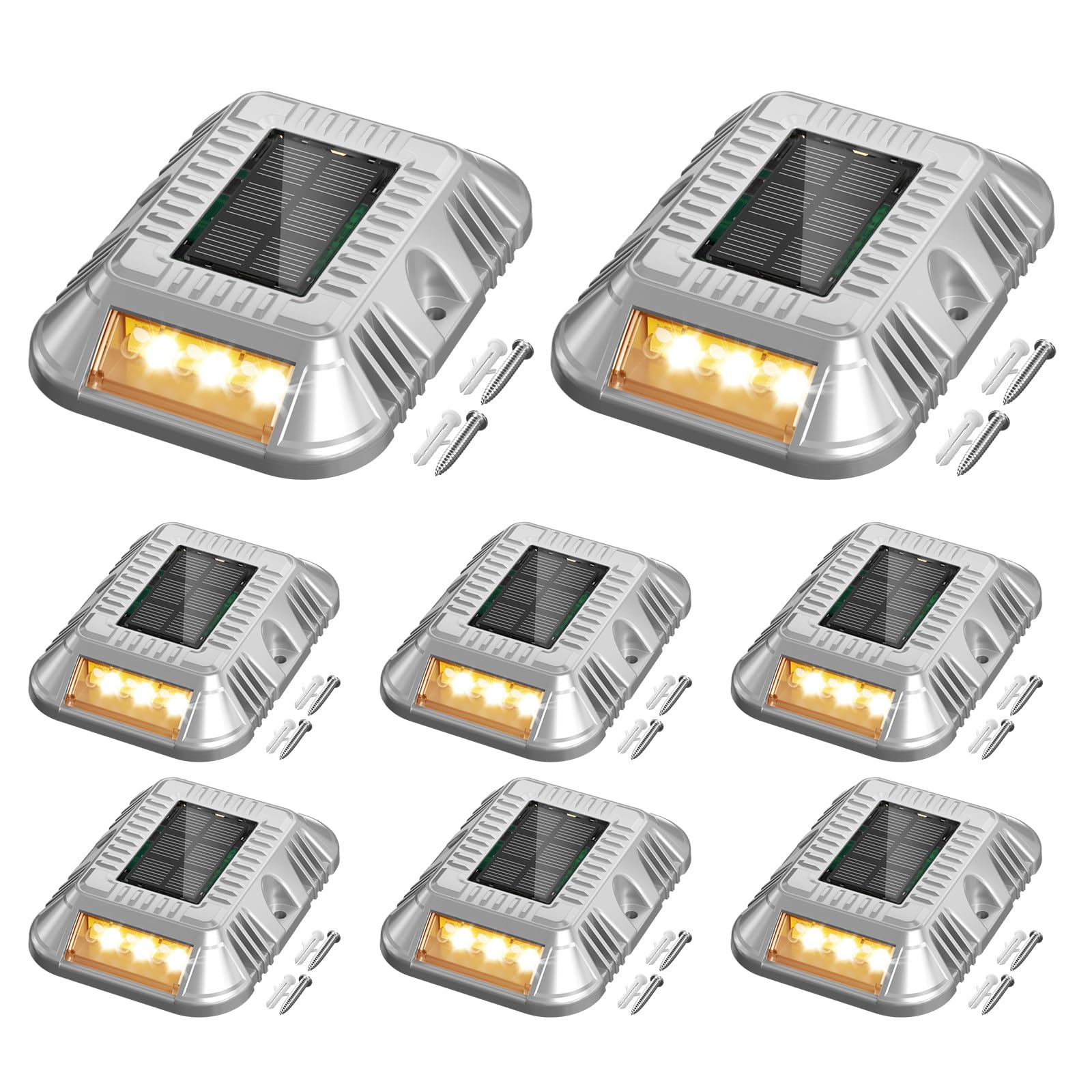 addlon Solar Dock Lights Marine 8 Pack, 2CCT Outdoor Driveway Marker Deck Lights, IP67 Waterproof, Solar Powered Deck Light for 