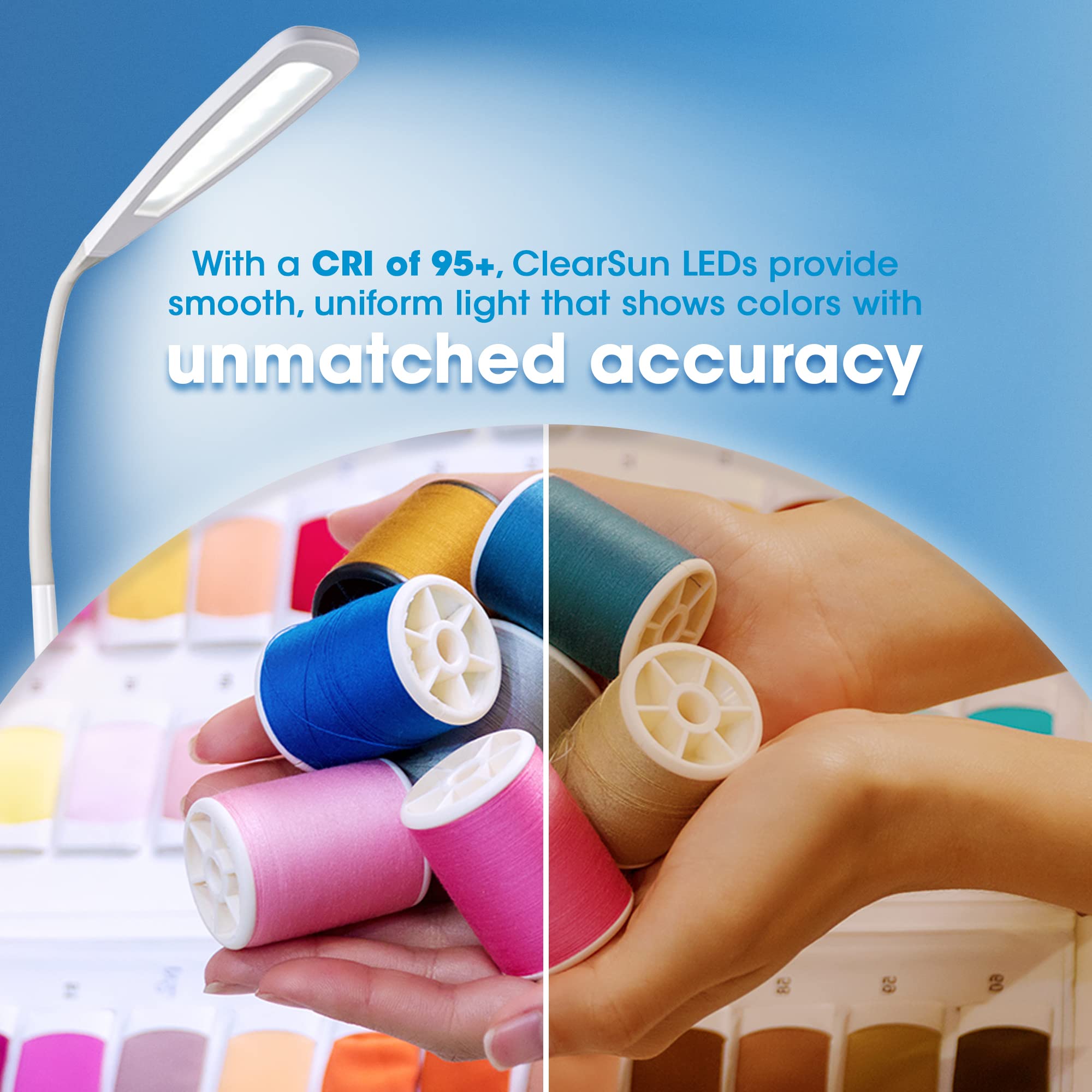 Ottlite Clearsun Flex Led Floor Lamp With Led Technology - Touch Activated Controls, Adjustable Neck, Smart Memory Feature - Gre