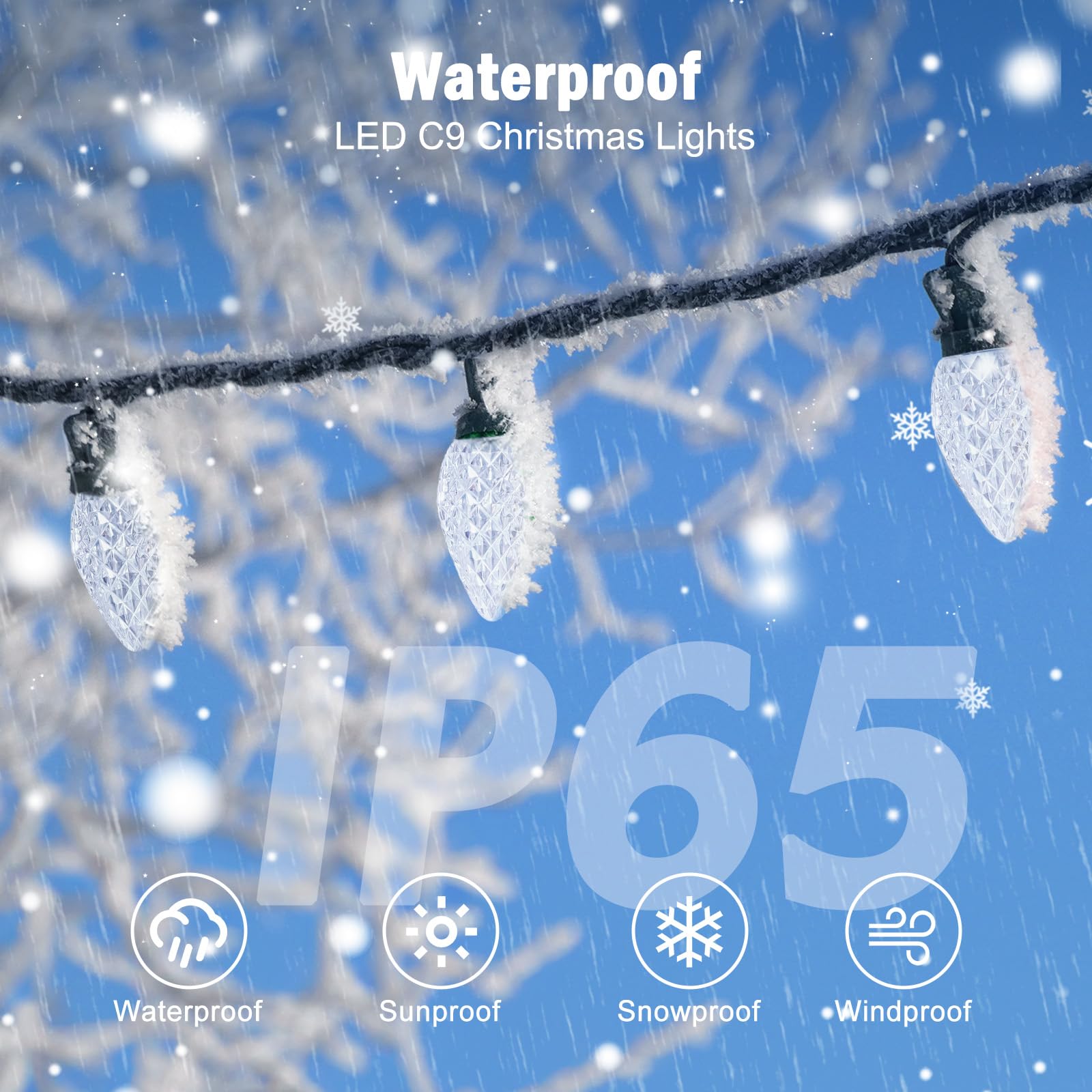 Brightown 2 Pack C9 Christmas Lights - Total 162 Ft 200 Led String Lights With Timer & 8 Modes, Waterproof Connectable Green Wir