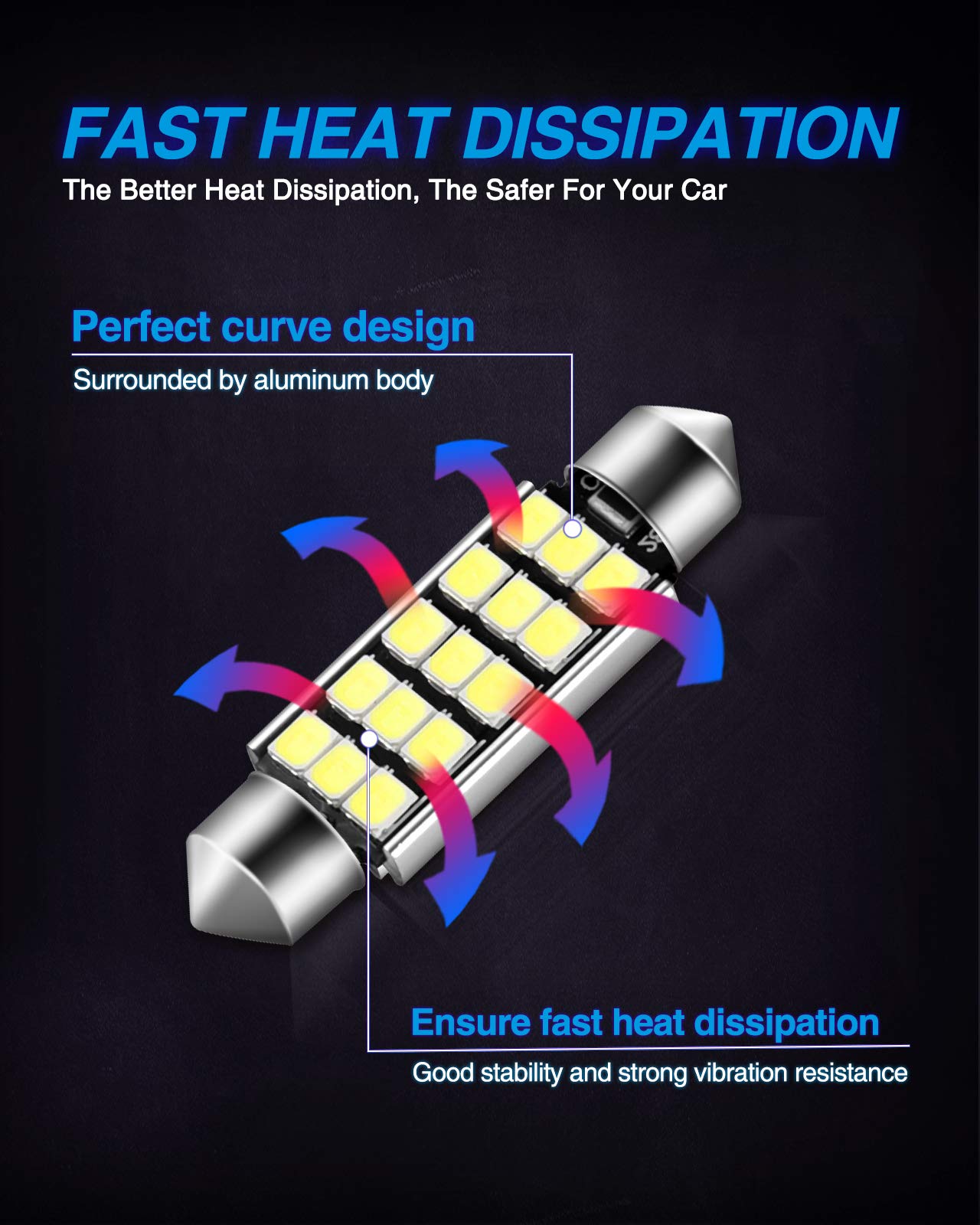 Marsauto 578 Led Bulbs Extremely Bright 400Lm 2835 Chipsets For Led Interior Dome Map Door Lights Bulbs 211-2 212-2 569 6411 6451 41Mm 42Mm 1.65Inch 6500K White (Pack Of 4)