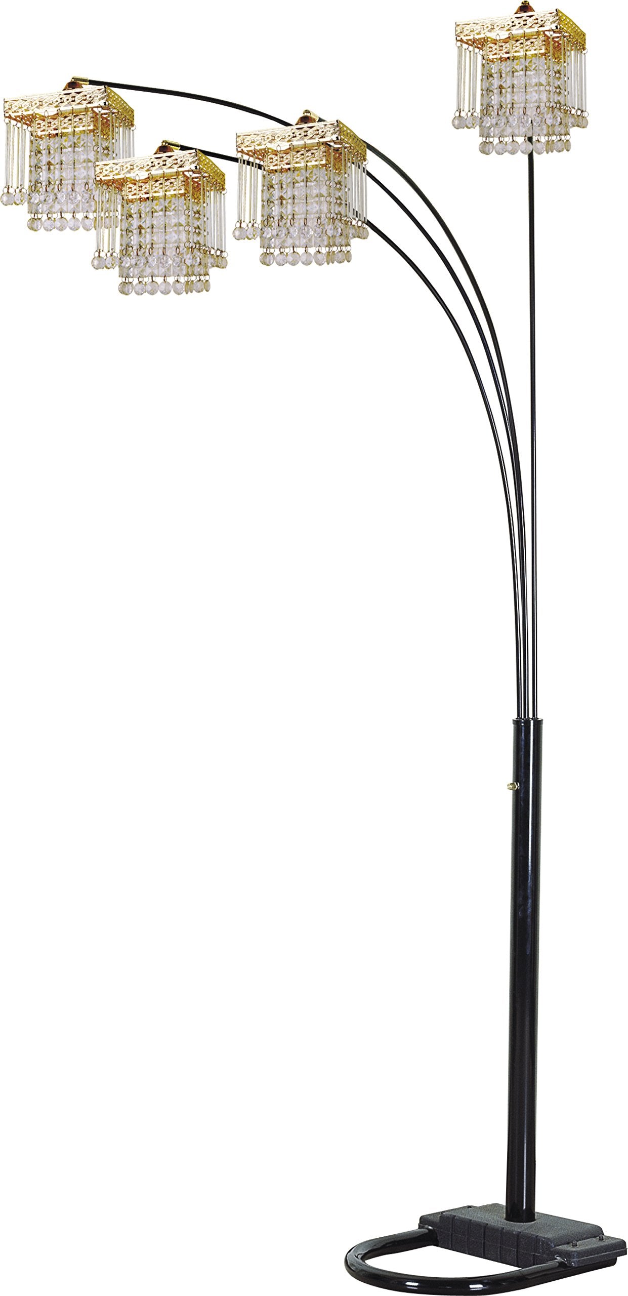 Milton Greens Stars Adjustable Arc Floor Lamp, 84-Inch, Black, Model A6968BK, Crystal Material