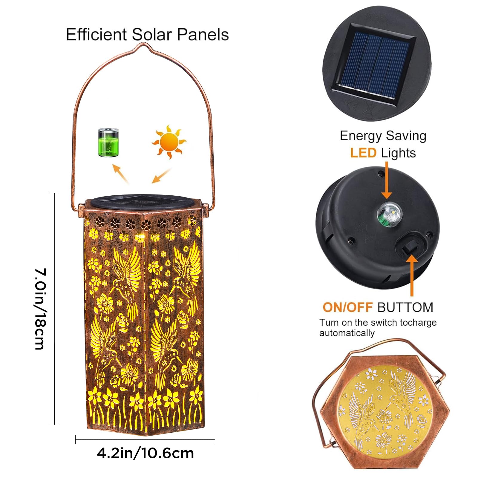 Kyoryuger Hummingbirds Solar Lanterns Outdoor Gifts For Women Mom Grandma Mother Gifts Birthaday Metal Lanterns For Yard Patio Lawn Solar Garden Decor