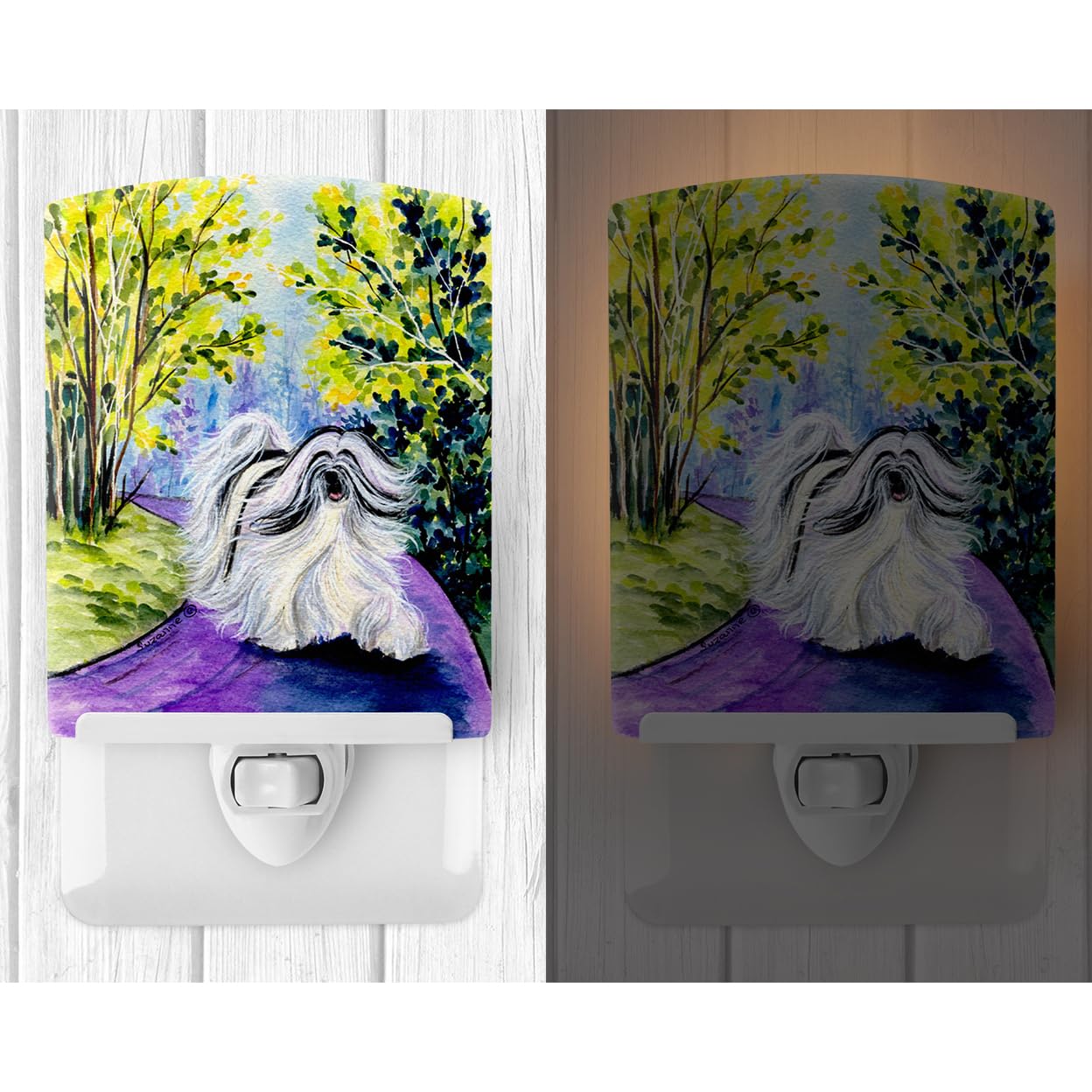 Carolines Treasures Ceramic Night Light, UL-Certified, Tibetan Terrier, 6x4x3 inches, Model SS8643CNL, Multicolor