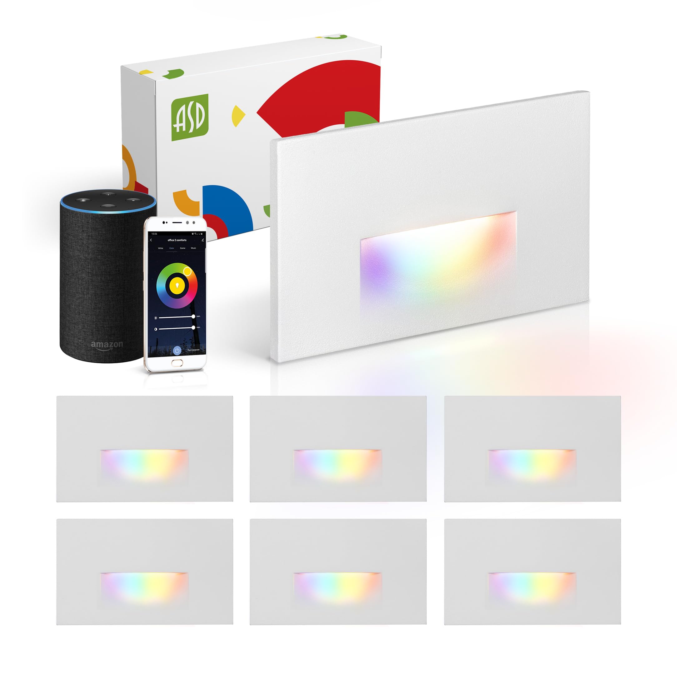 ASD LED Recessed Step Light Fixture | 3W 60LM RGB-2700K-6500K 120V | Smart, Multicolor, Waterproof, ETL Listed | Outdoor-Indoor 