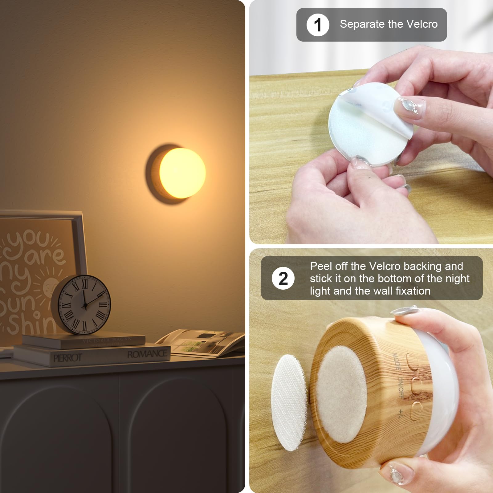 Kintion Portable LED Night Lamp, RGB Mode, Dimmable Warm Light, 1 PCS, Brown, Model XL-XY11