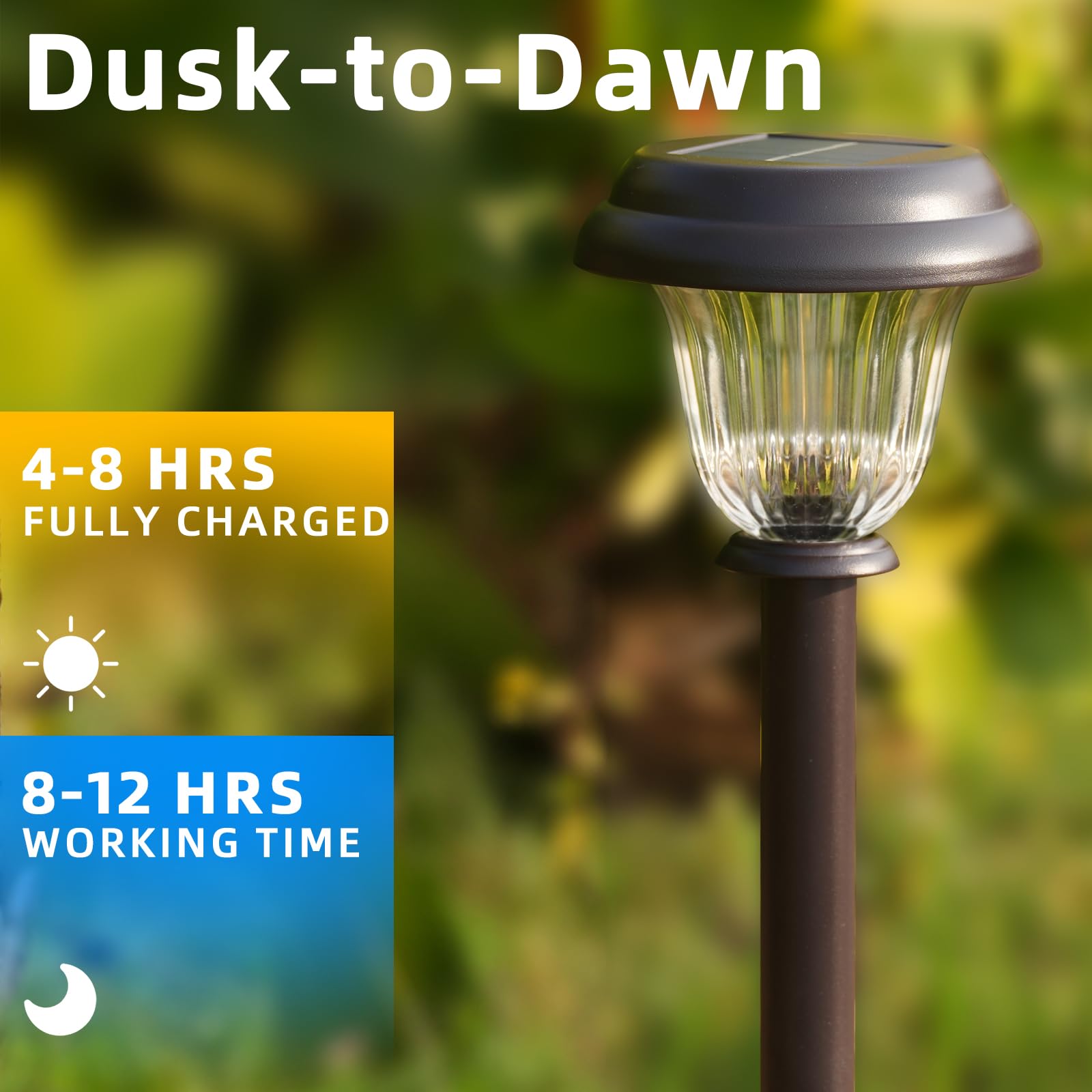 DERAYSION 8 Pack Solar Pathway Lights, Stainless Steel, Waterproof, Warm White, Model A115Z, Brownish-Black