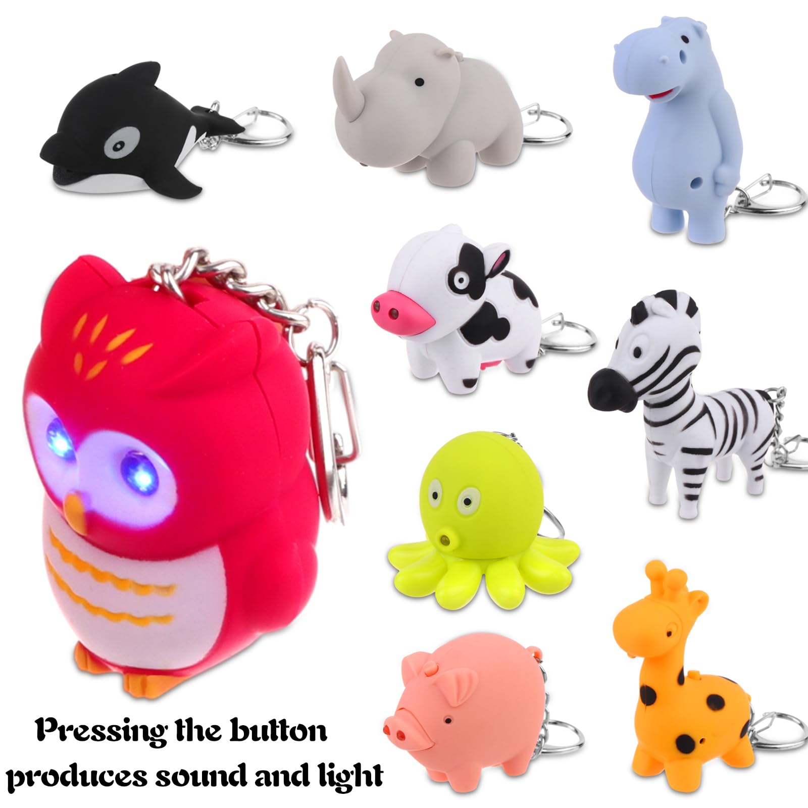 9 Pcs Nurse Flashlight Pediatric Nurse Flashlight Keychain Animal Flashlight Puppy Keychain Cow Giraffe Elephant Octopus Dolphin Pig Hippo Owl Zebra Flashlight Keychain Pen Light For Nurse Badge Reel