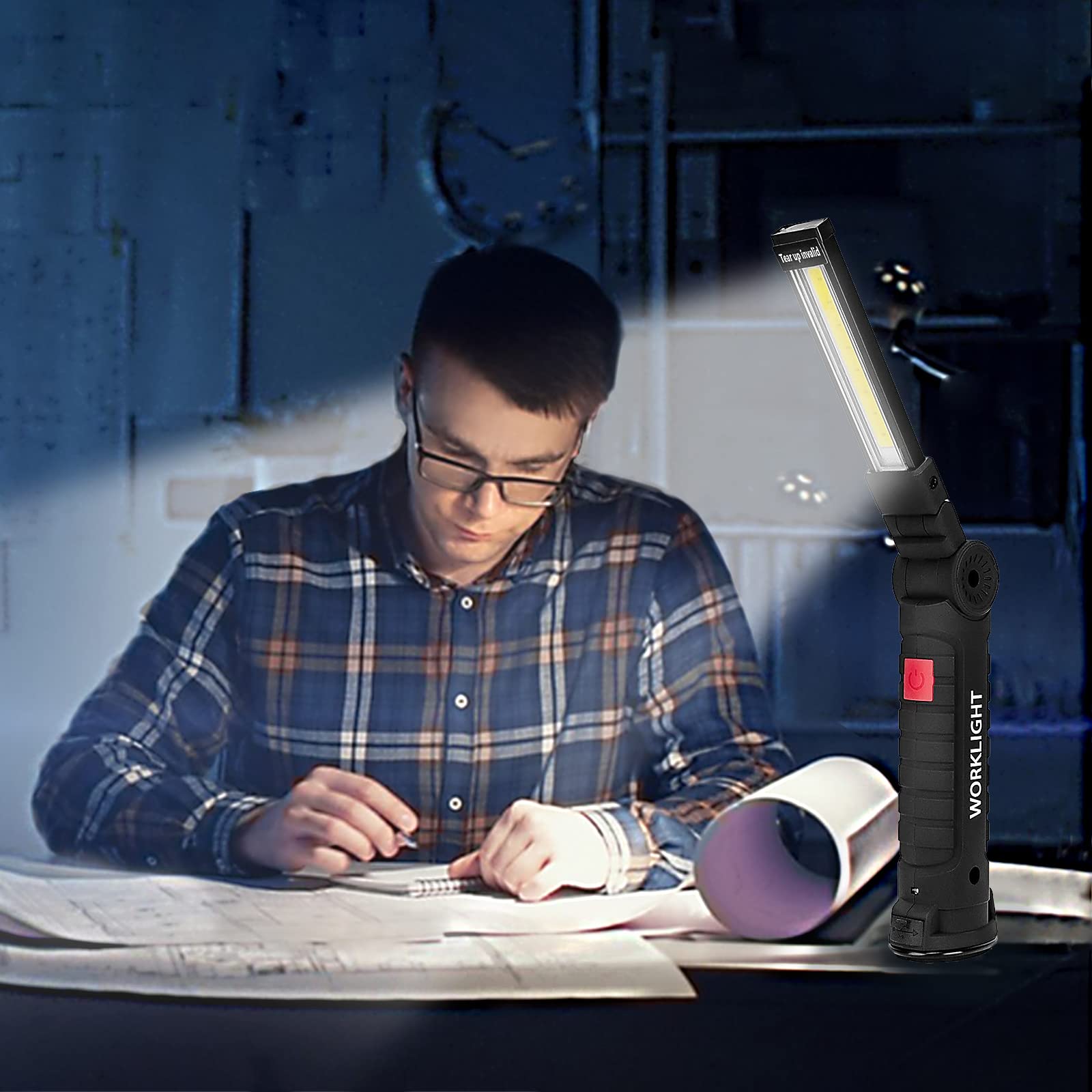 Rechargeable Work Lights, Led Work Light With Magnetic Base & Hanging Hook, 360°Rotate 5 Modes Magnetic Rechargeable Flashlights For Mechanics Car Repair Home, Garage, Emergency, Camping (2 Pack)