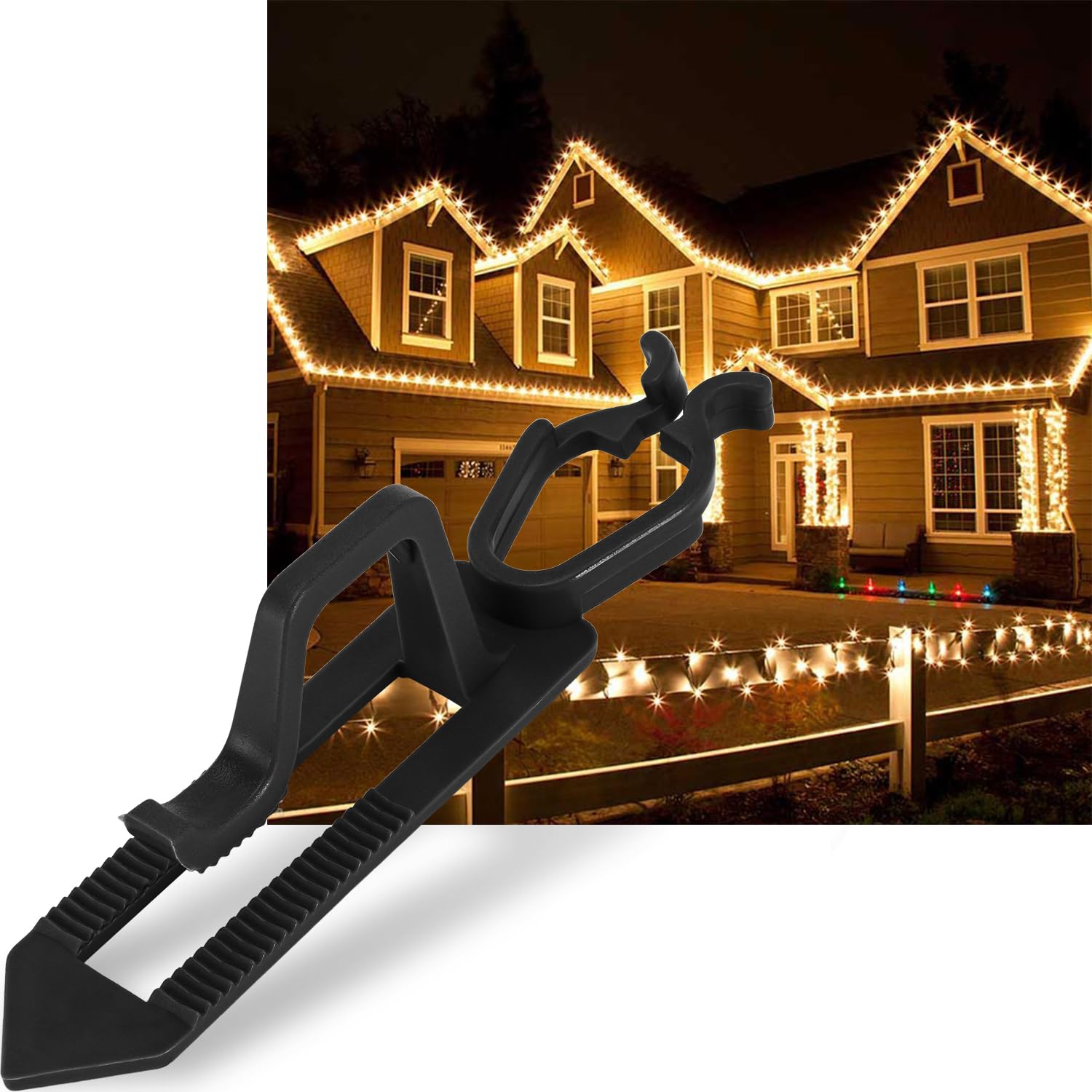 Ourtroness Christmas Light Clip - 100 Packs Clay Tile Roof Clips for C7, C9, Mini & Icicle Lights, Black