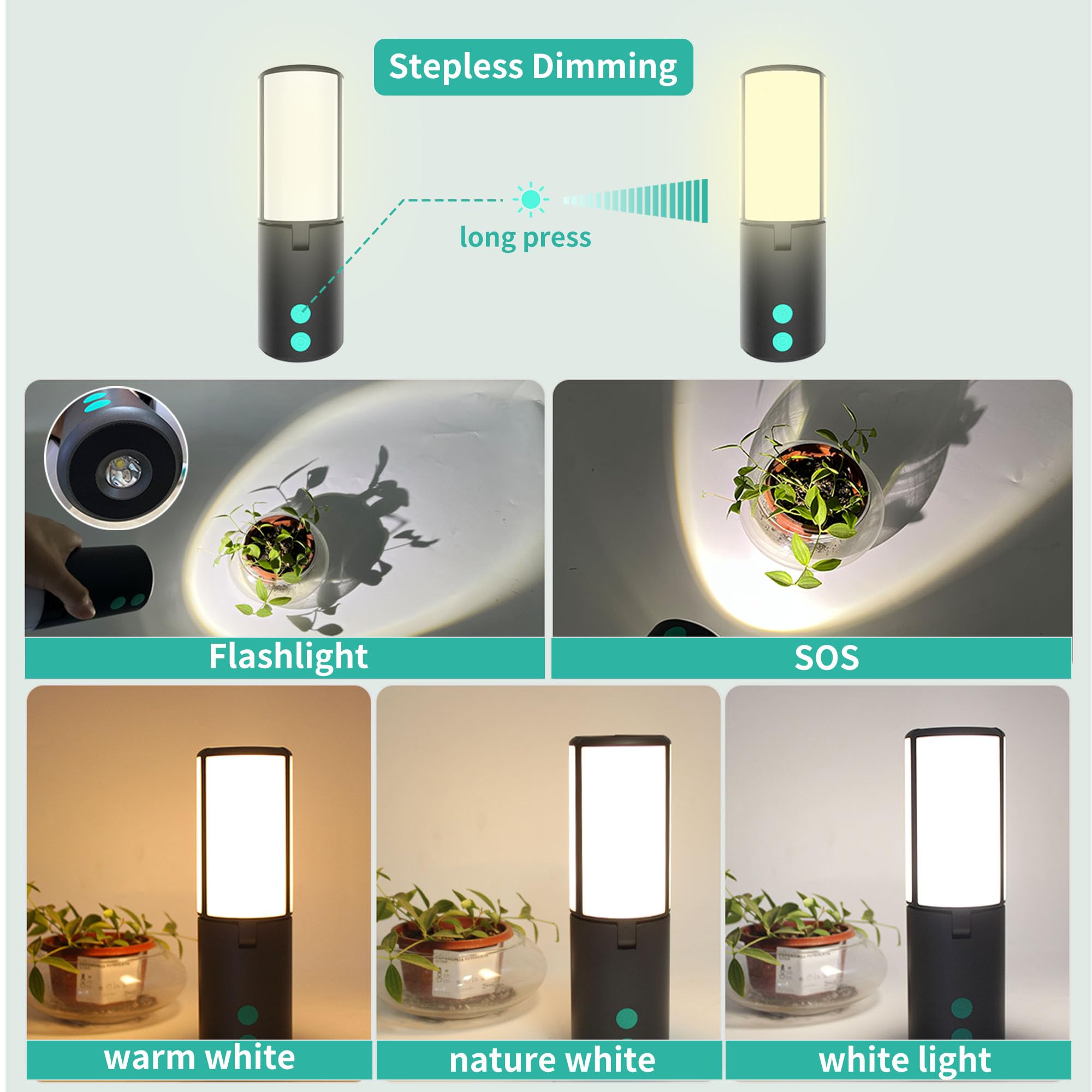 JINHODY Rechargeable LED Lantern - 8000mAh Solar Powered, 4000LM Camping Lights for Indoor/Outdoor Use, USB Charging, Emergency