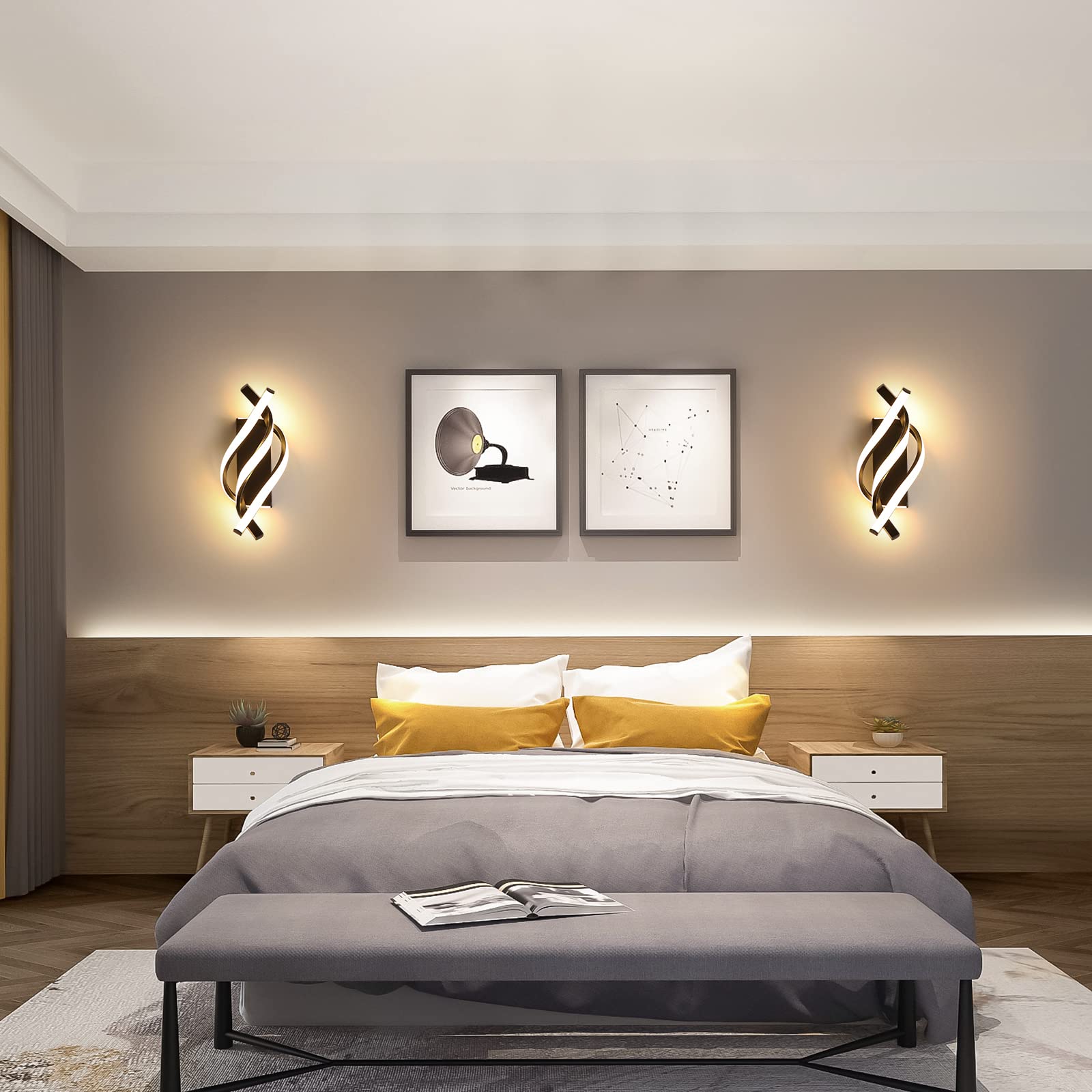 Delipop Modern Led Wall Sconce, 21W 3000K Warm Light, Black Acrylic Fixture For Indoor Use