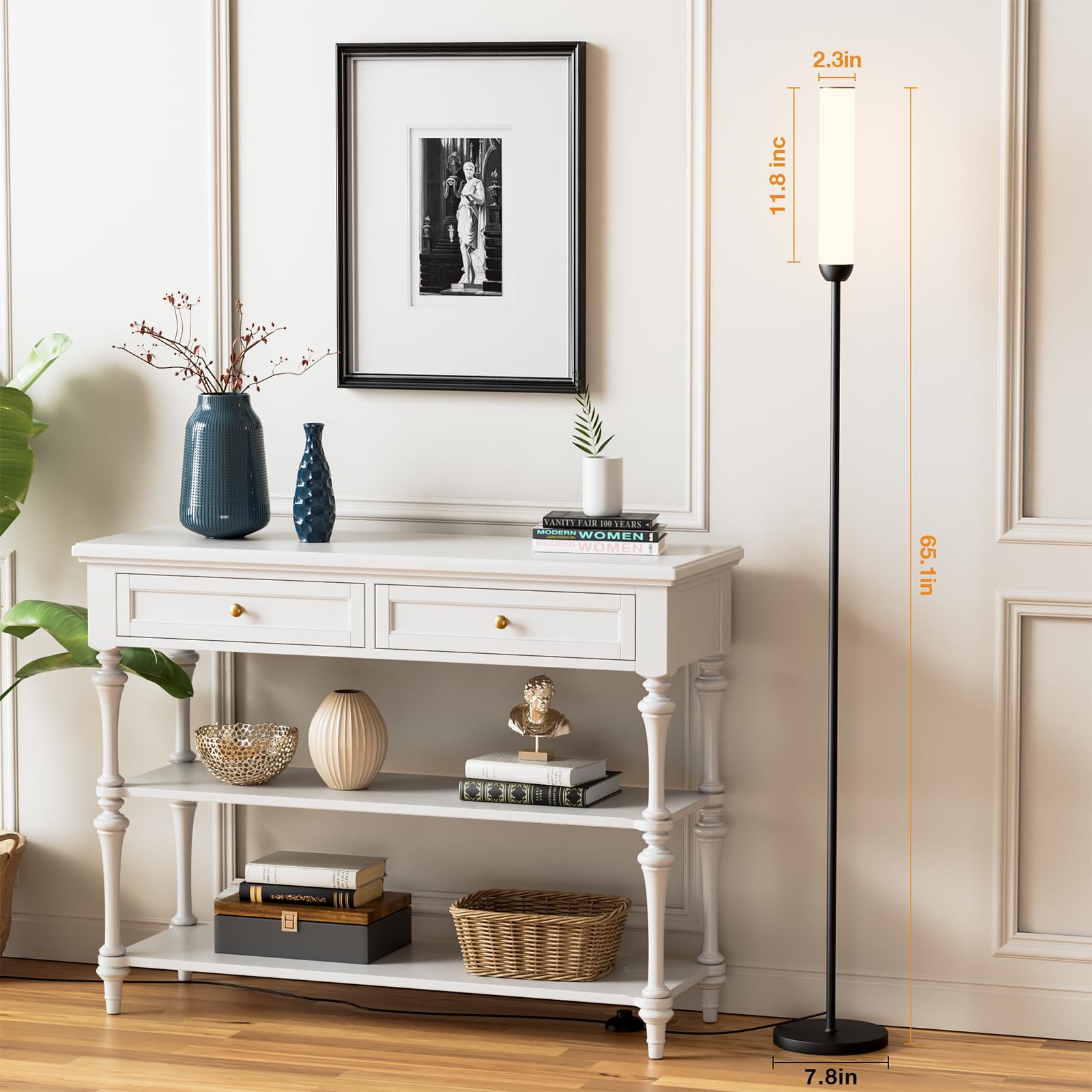 Ambimall LED Floor Lamp, 65in with Remote Control, 3000K-6500K Colors, 5%-100% Brightness, Black, Model RPT-ZGLED1