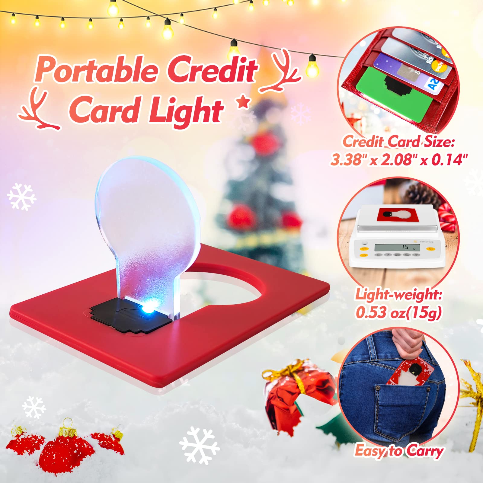 Cuziss 10 x Mini Led Credit Card Lights, Portable Led Pocket Purse Lamp Light Foldable Emergency Wallet Light for Christmas Stoc
