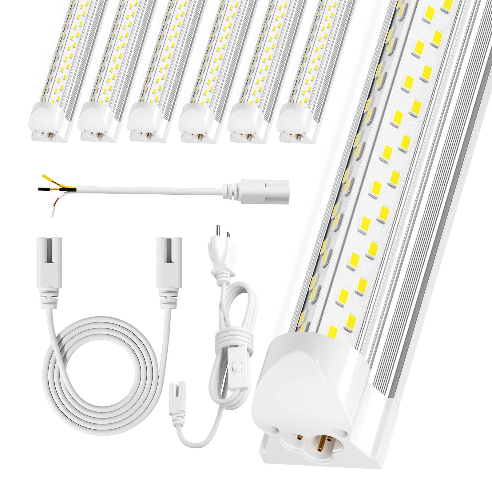 ELEKICO 6 Pack 50w 4ft Led Shop Light, Super Bright 7500lm 5000k V Shape 4' Led Shop Lights, Linkable 4 Foot Led Shop Lights for