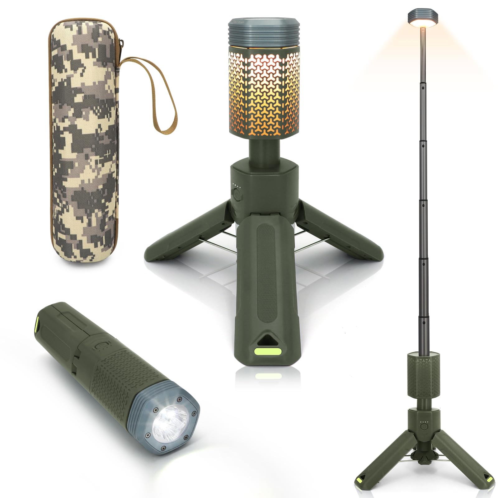 Telescopic Camping Lights, Rechargeable 10500mAh Camping Lantern with Storage Bag, Waterproof LED Camping Lamp with Magnetic, Po