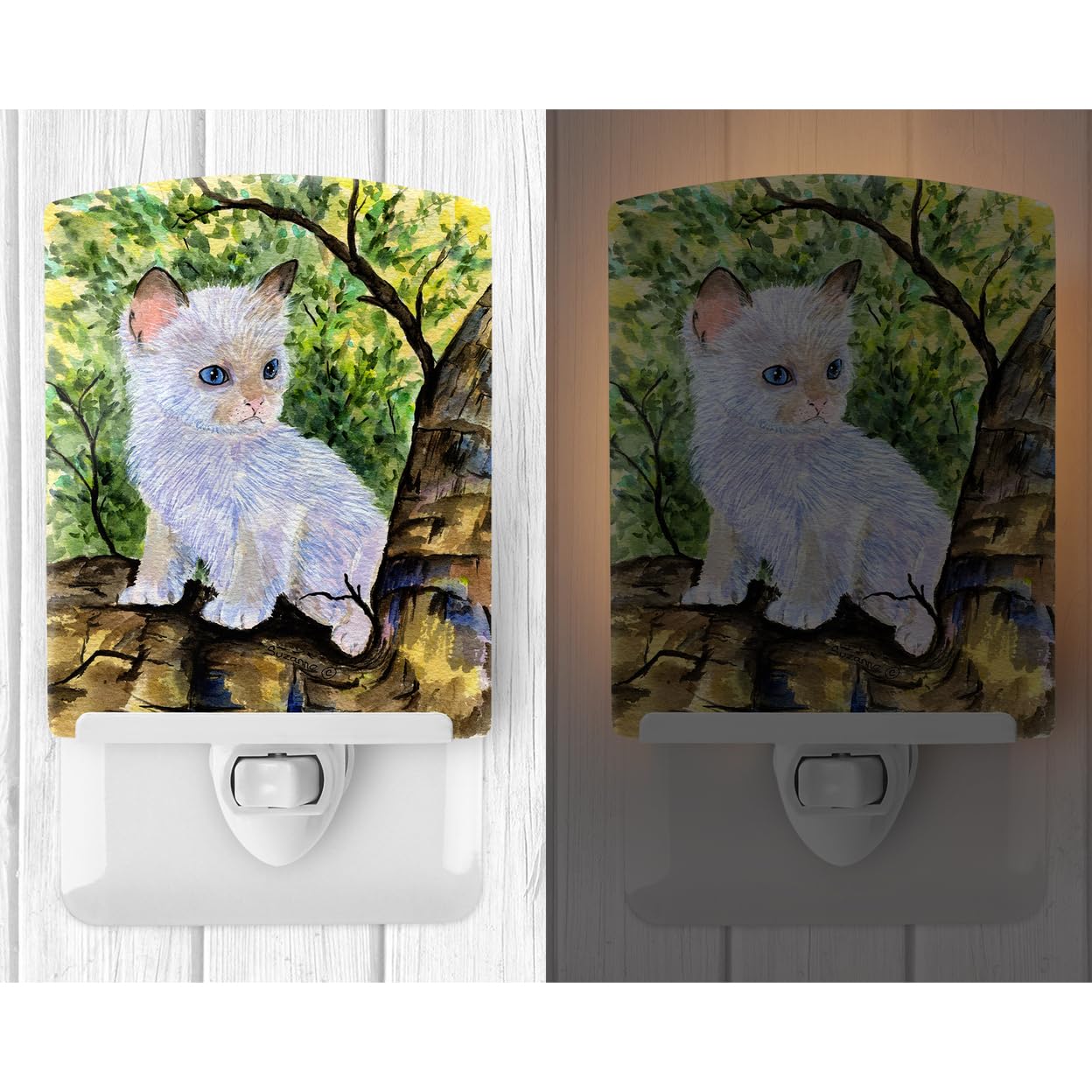 Carolines Treasures Cat - Ragdoll Ceramic Night Light, UL-Certified, 6x4x3in, Multicolor, Model SS8279CNL