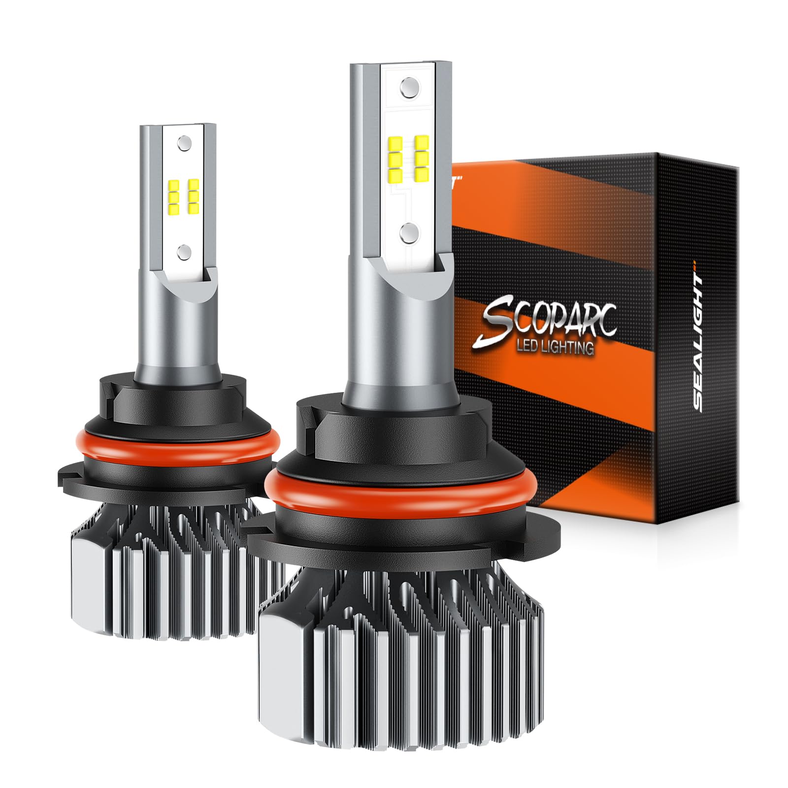 SEALIGHT S1 9007 Bulbs, 32000LM Super Bright, 6000K Cool White, HB5/9007, Aluminum, Waterproof, Pack of 2