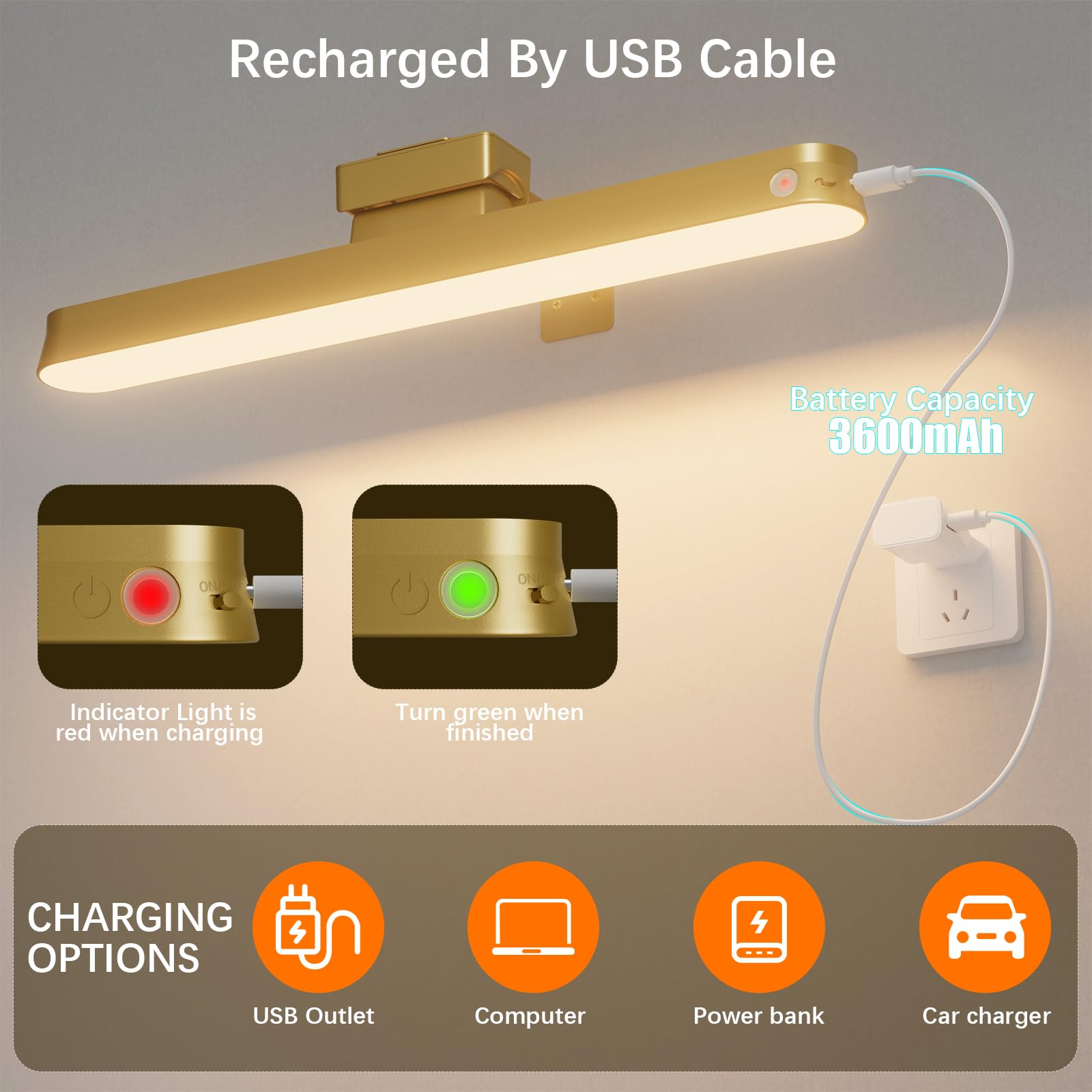 Picture Lights For Wall Battery Operated, 2-Pack 16In Magnetic Rechargeable Picture Light With Remote, Dimmable, Timer Painting