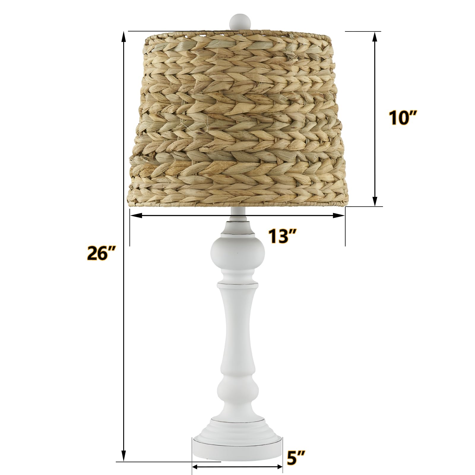 Maxax 26'' Farmhouse Table Lamps Set Of 2, Coastal Table Lamps With Rattan Shade For Living Room, Boho Cottage Wicker Lamps, Bea