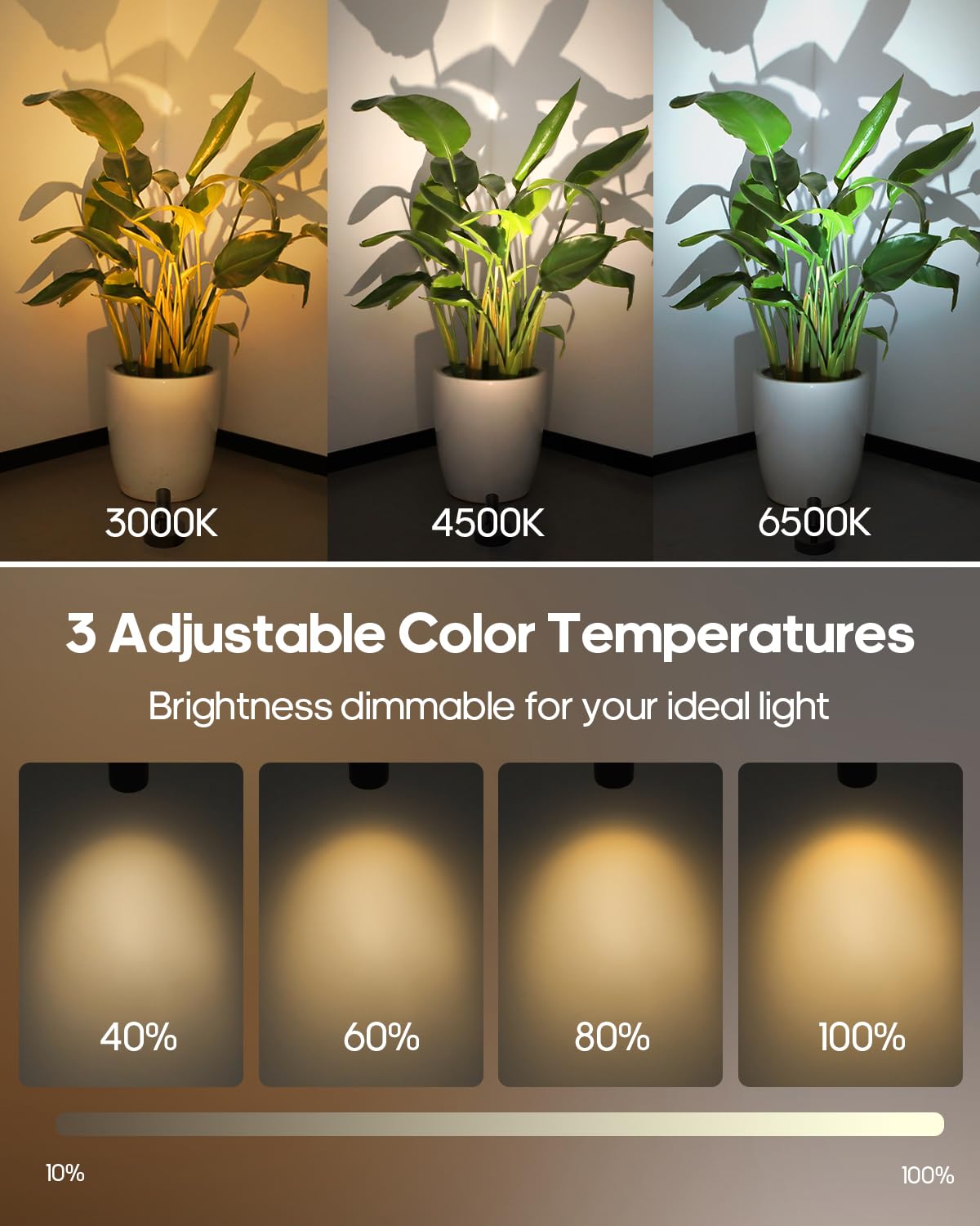 Goodea Spotlights Indoor, 3000mAh Rechargeable Battery Plant Spotlight Indoor with Remote, Wireless Led Uplighting with 3 Colors