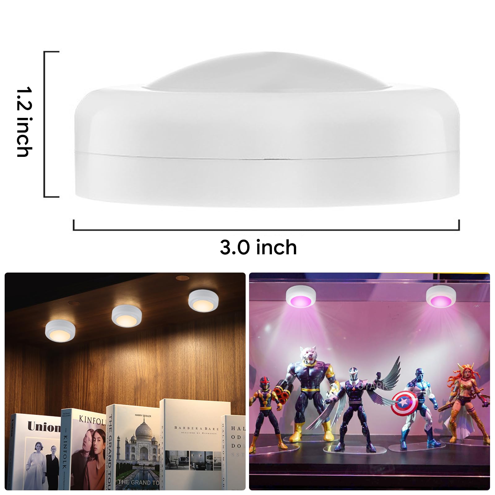 Yiliaw Led Puck Lights, Remote Control, Aa Battery Operated, 3 Pack, White, Model Y-Cgd-W-5-3, Ideal For Under Cabinet Lighting