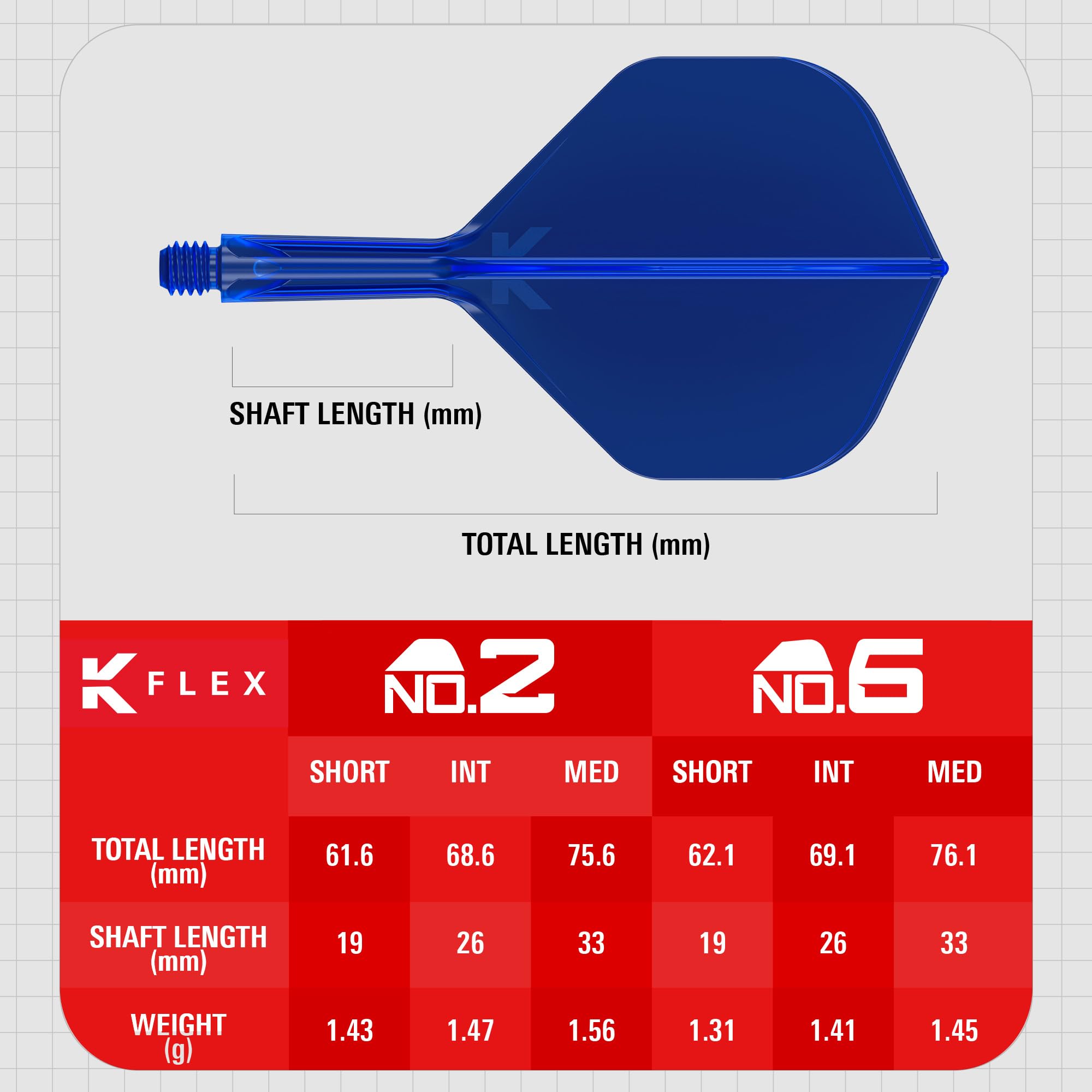 Target Darts K Flex Integrated Dart Flights & Shafts, Short 19mm, Blue, Model taf1436 - Pack of 3 Professional Dart Accessories