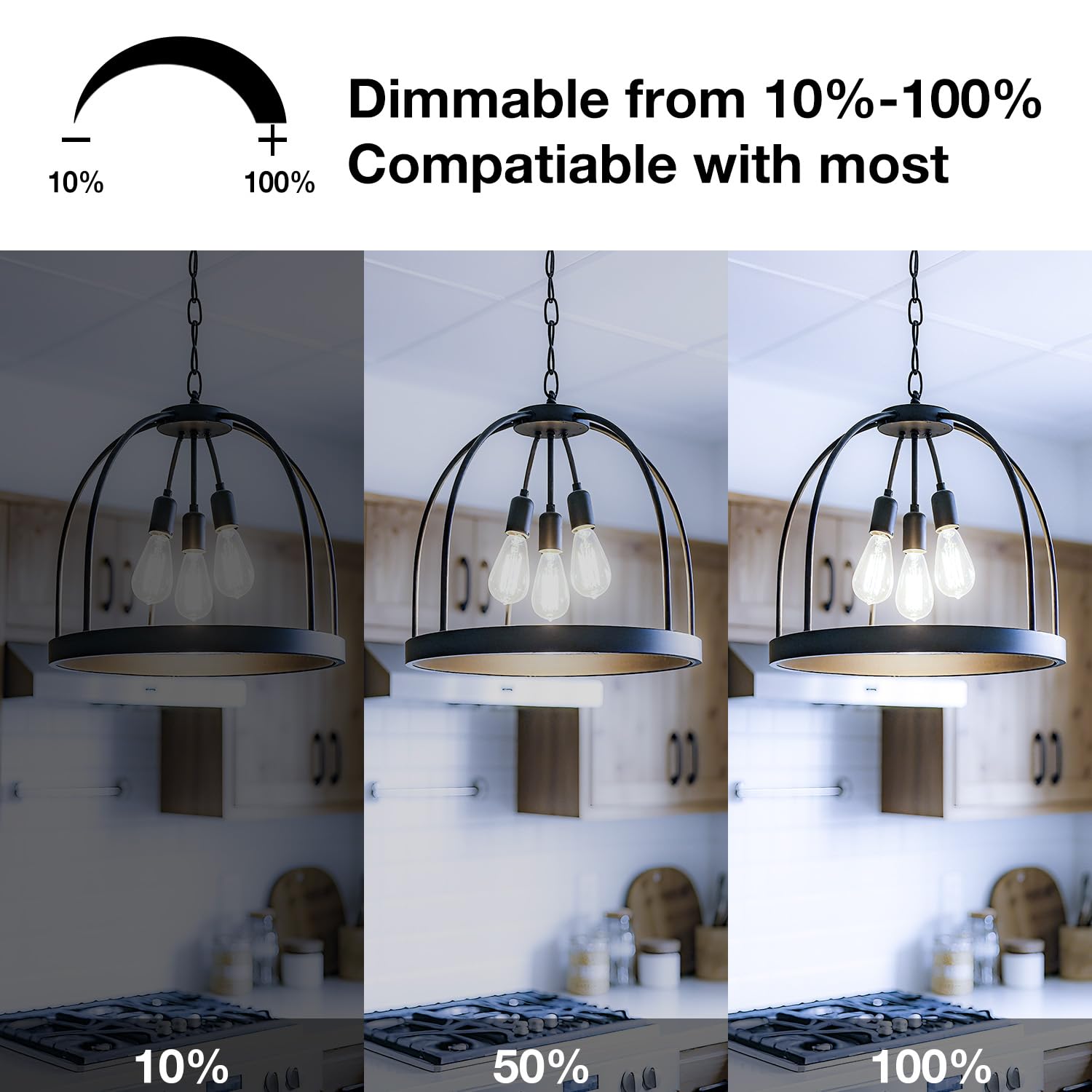 DAYBETTER Vintage LED Edison Bulbs, Dimmable 6W 800LM, Clear Glass, 6 Pack, Daylight White, Model QSND63 AUS-D1