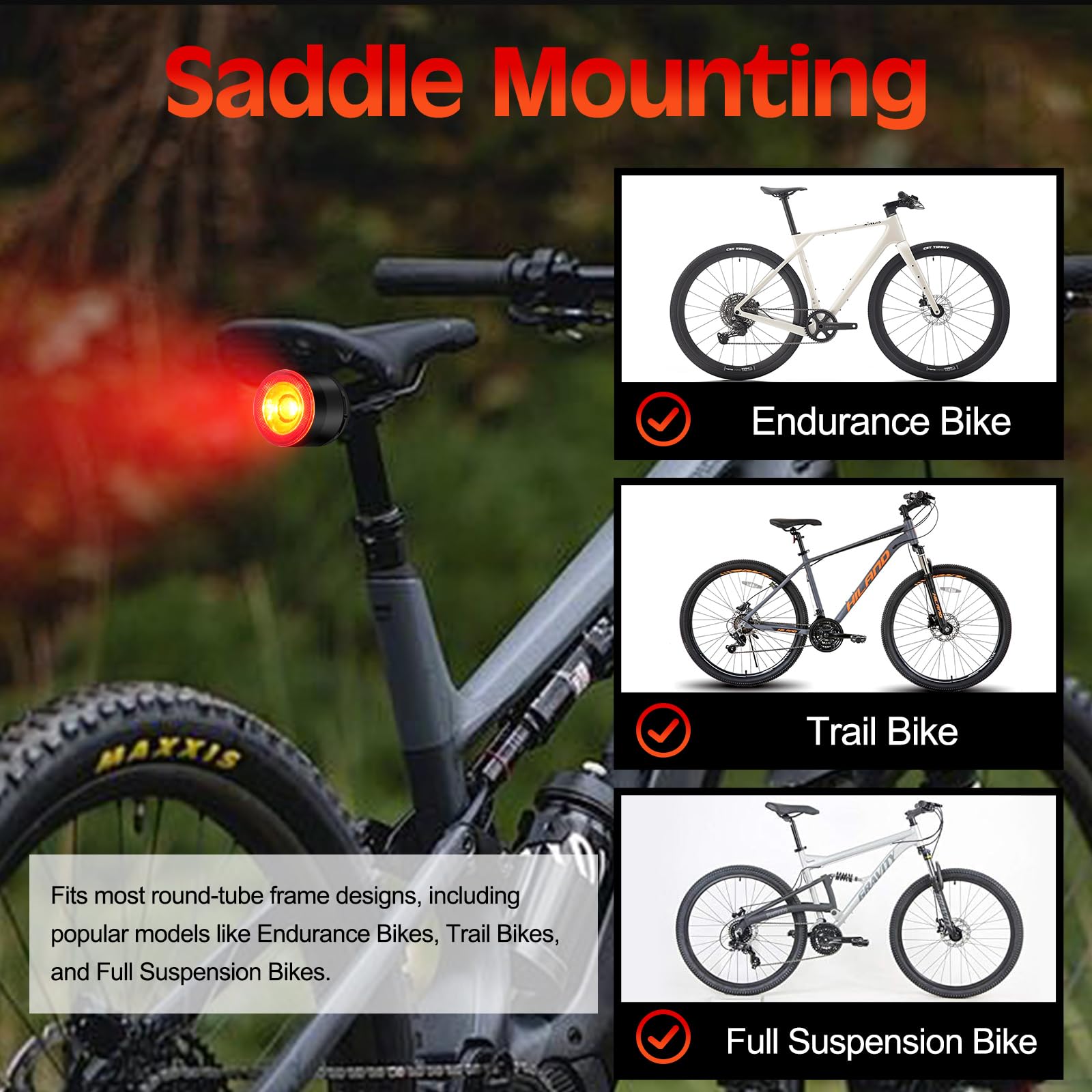Cruxer Ultra Bright Bike Tail Light 200 Lumen USB-C Rechargeable, Smart Brake Sensing, IP66 Waterproof, Black