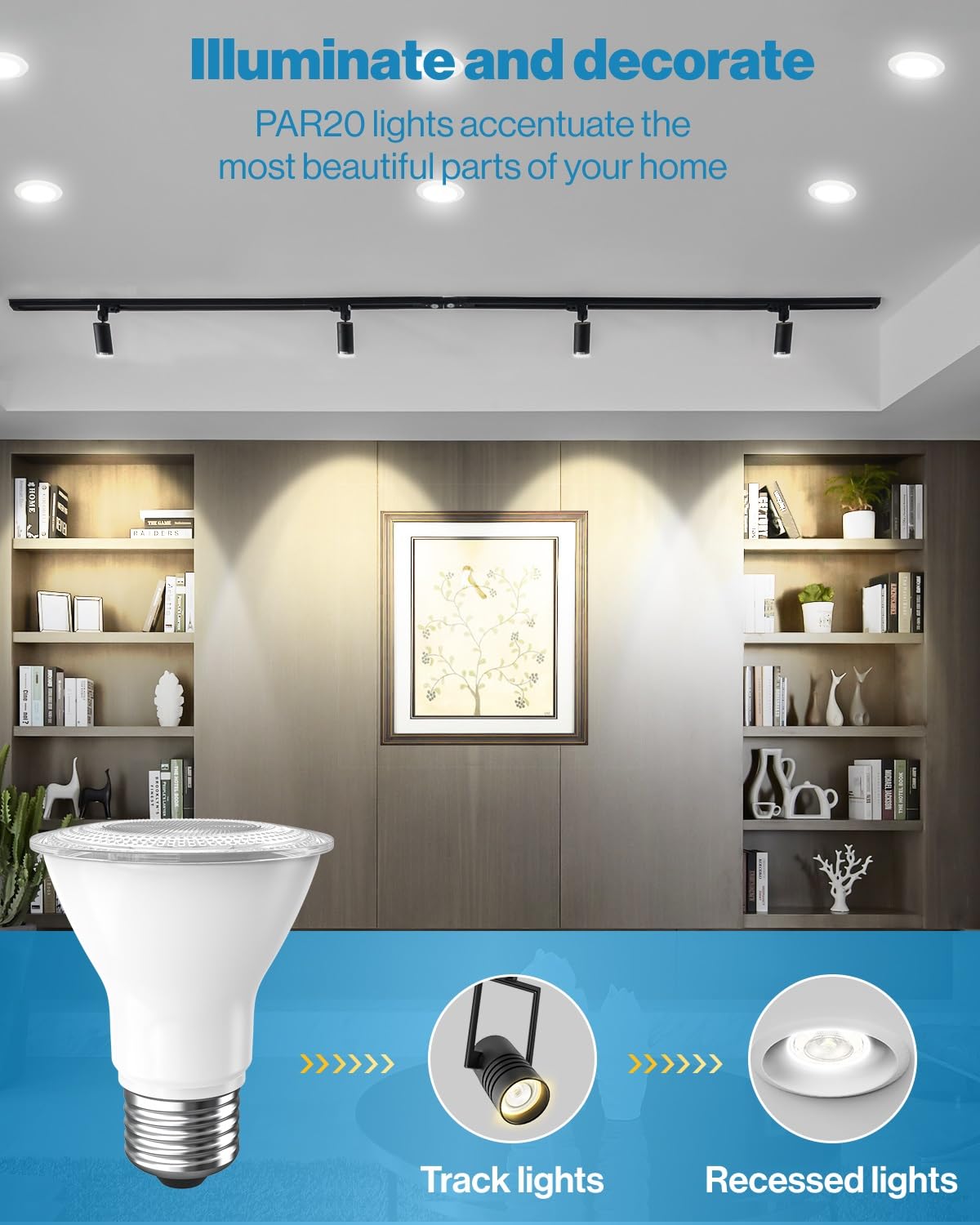 Sunco 4 Pack Par20 Led Bulbs 50W Equivalent 7W Dimmable, Cri90 4000K Cool White 470 Lumens E26 Medium Base Ip65 Waterproof Indoo