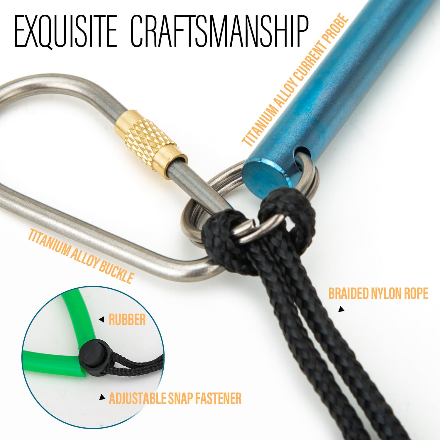 TiTo Titanium Lobster Tickle Pointer Stick 14''/35cm with Measurement & Lanyard - Titanium Color, Model 0O-EYMY-PLQC
